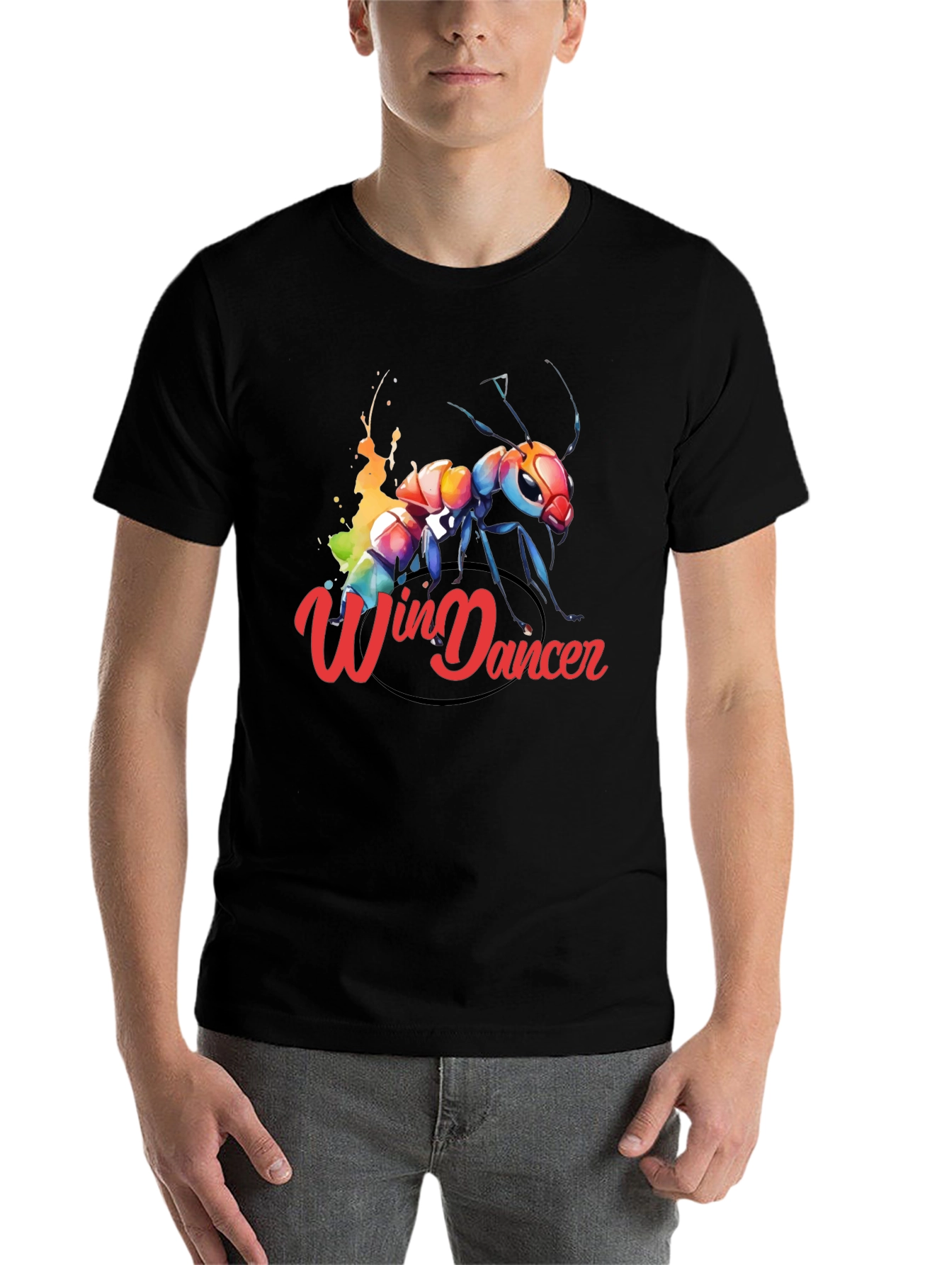 Black Win Dancer Ant Graphic Tee - Unique Design view 7