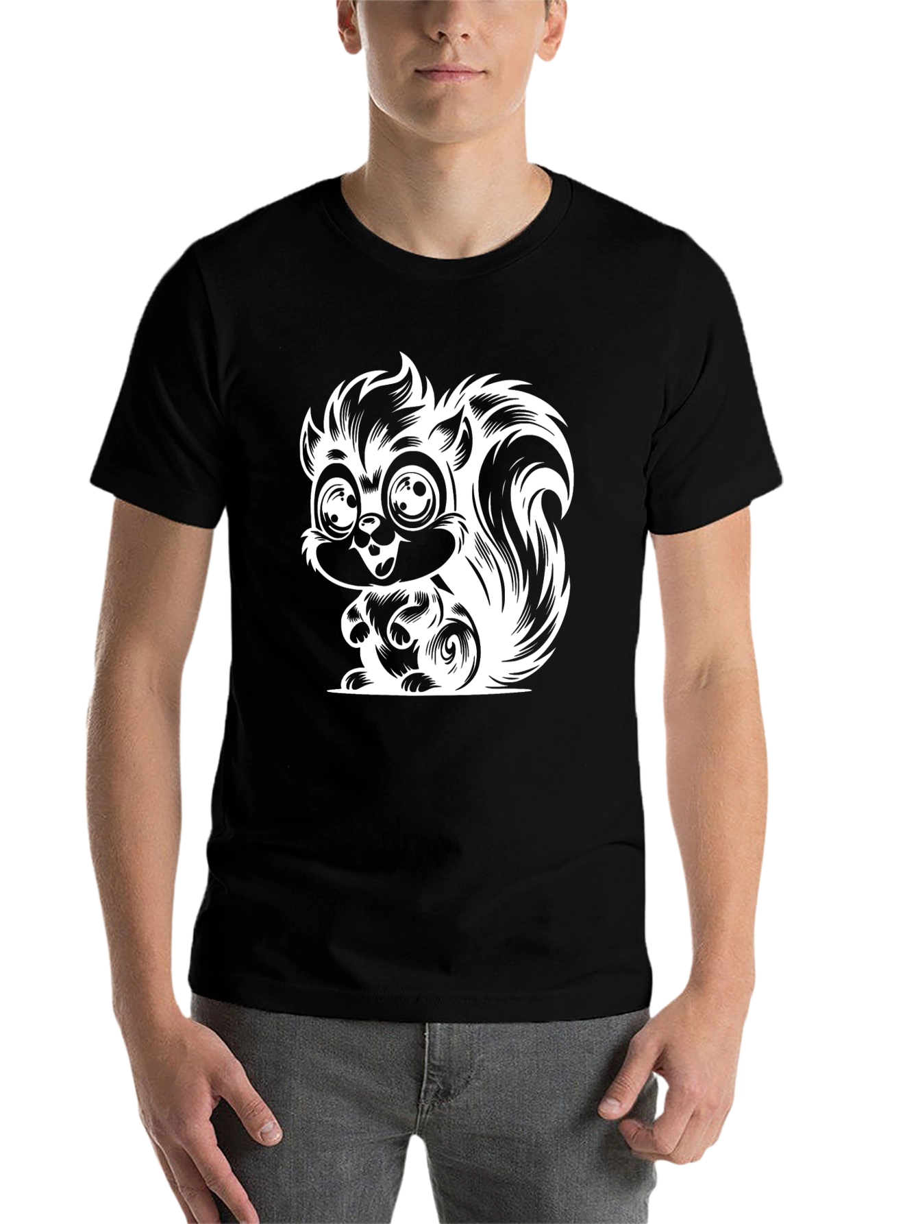 Black Squirrel Graphic Print Black T-Shirt view 7
