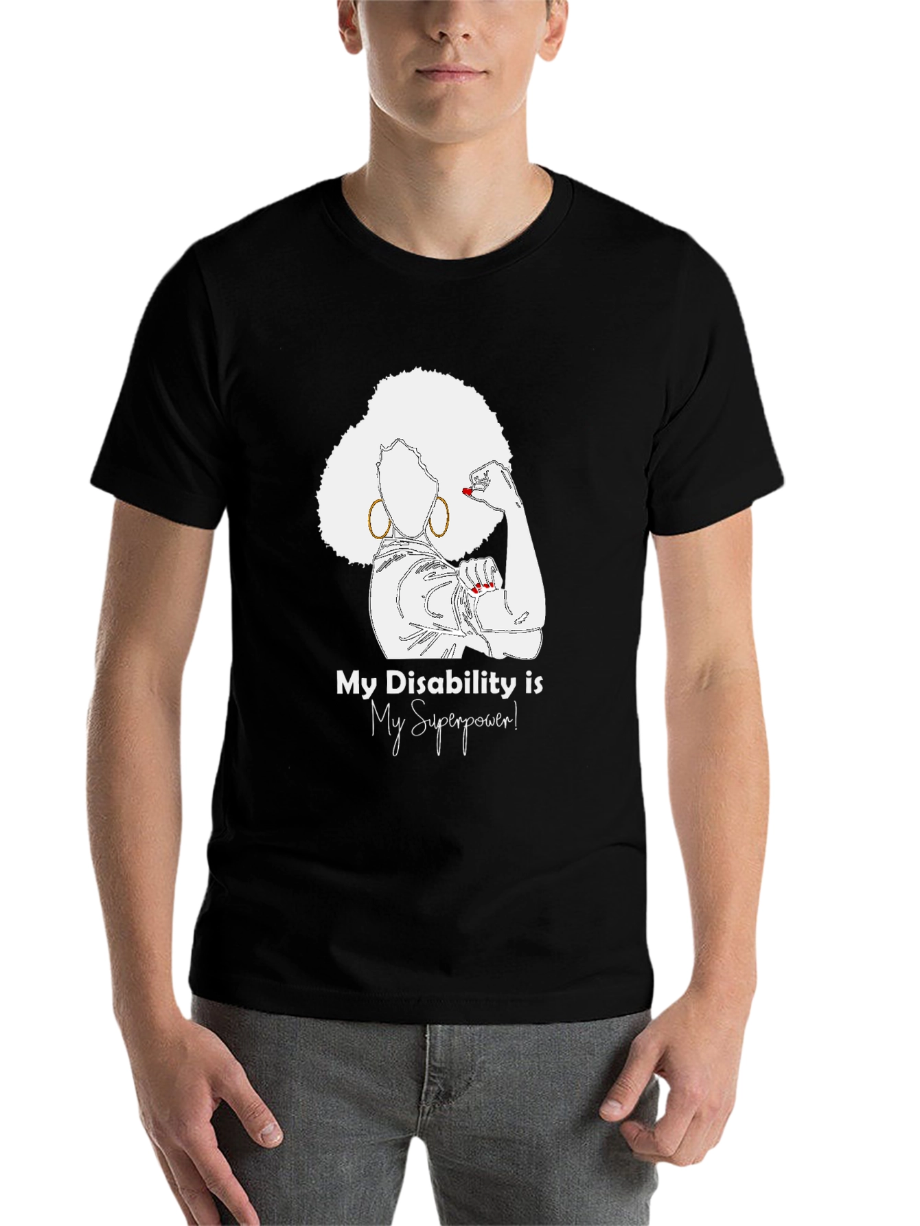 Black My Disability is My Superpower T-Shirt view 7