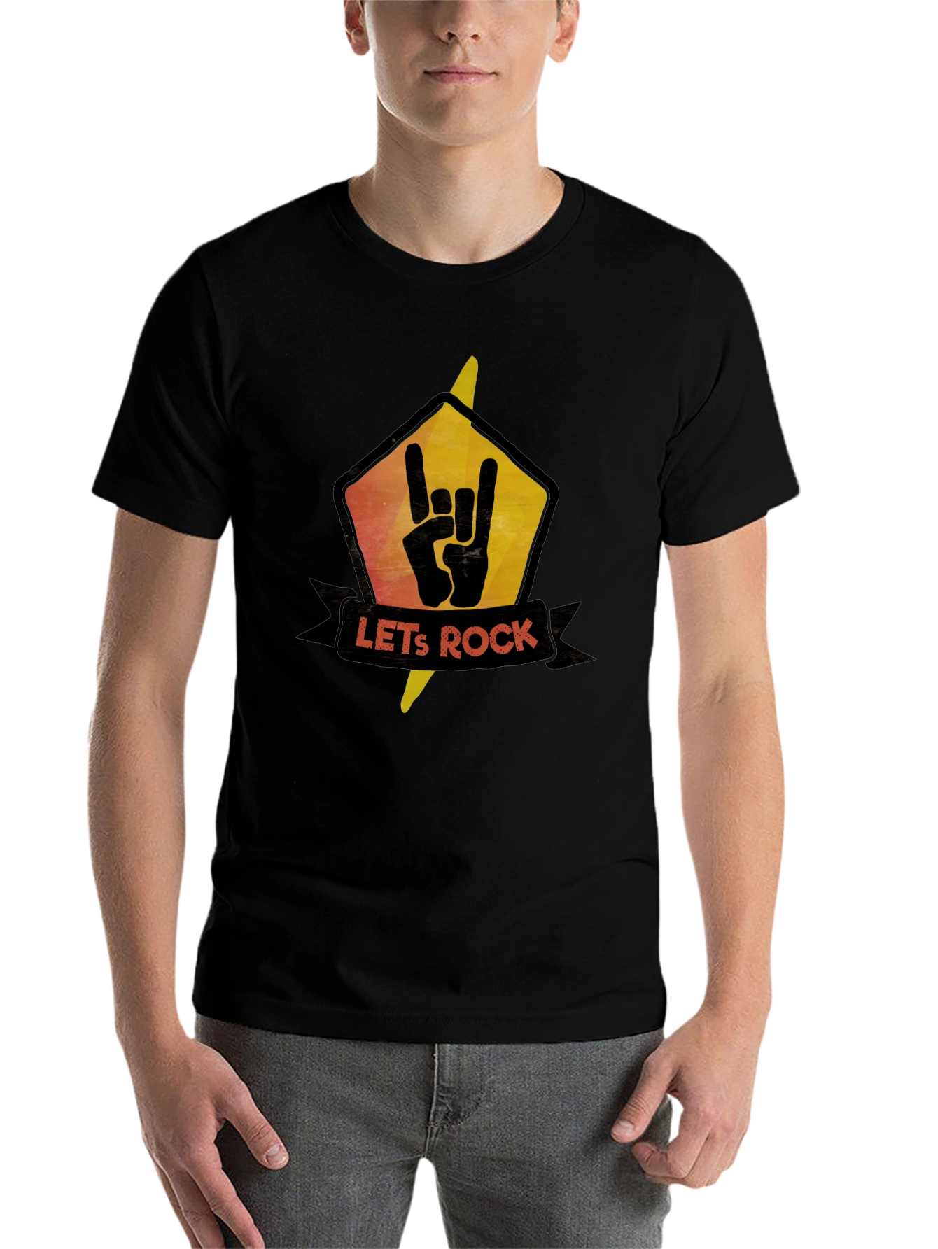 Black Let's Rock Graphic Tee - Black view 7