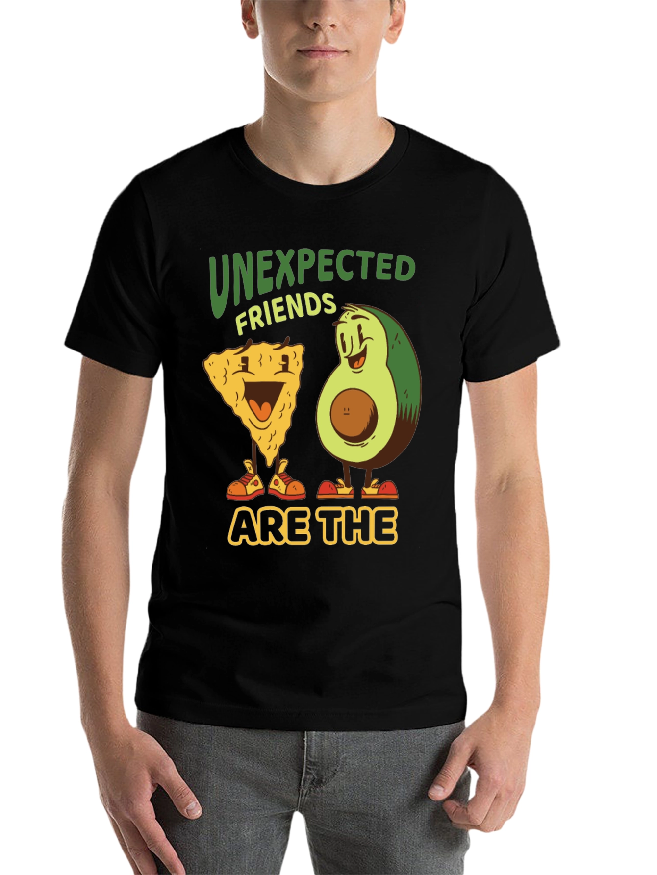 Black Unexpected Friends Graphic Tee - Avocado & Chip view 7