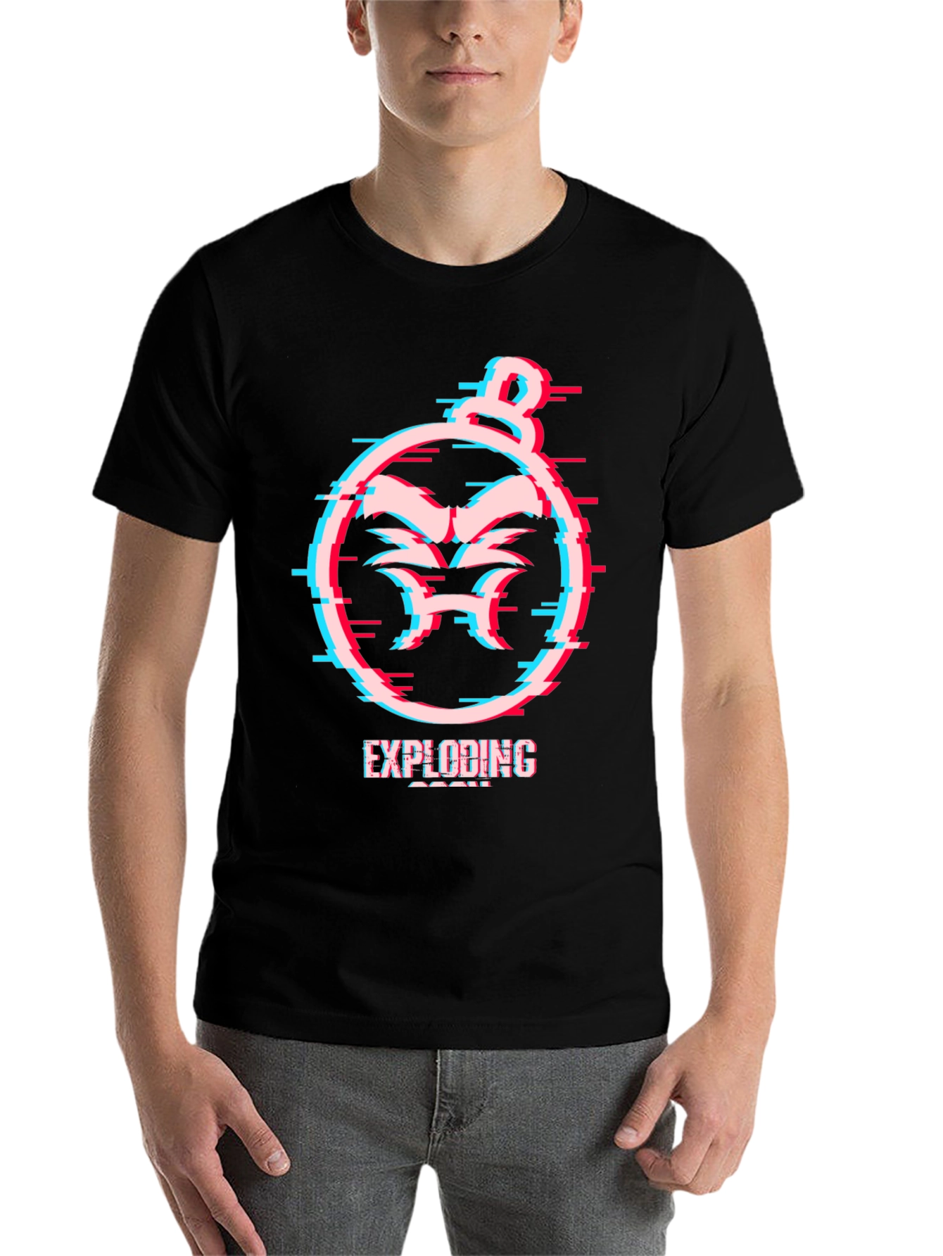 Black Exploding Soon Graphic Tee - Glitch Style view 7
