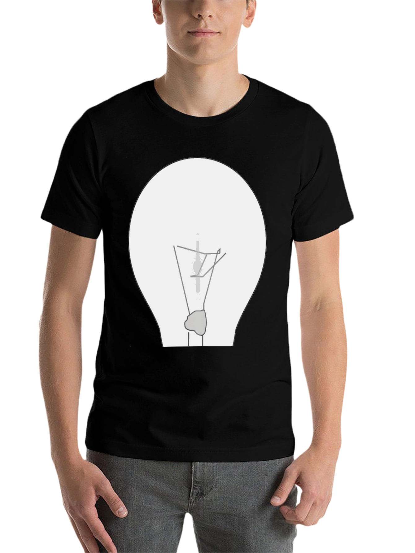Black Illuminating Idea: Black T-Shirt with Lightbulb Graphic view 7