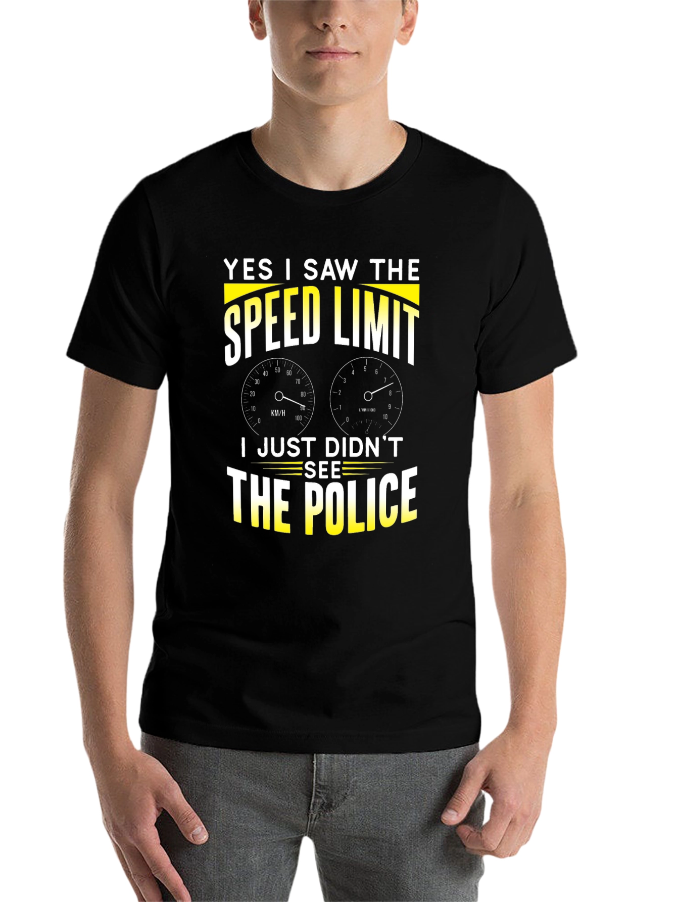 Black Funny "Speed Limit" Graphic T-Shirt view 7