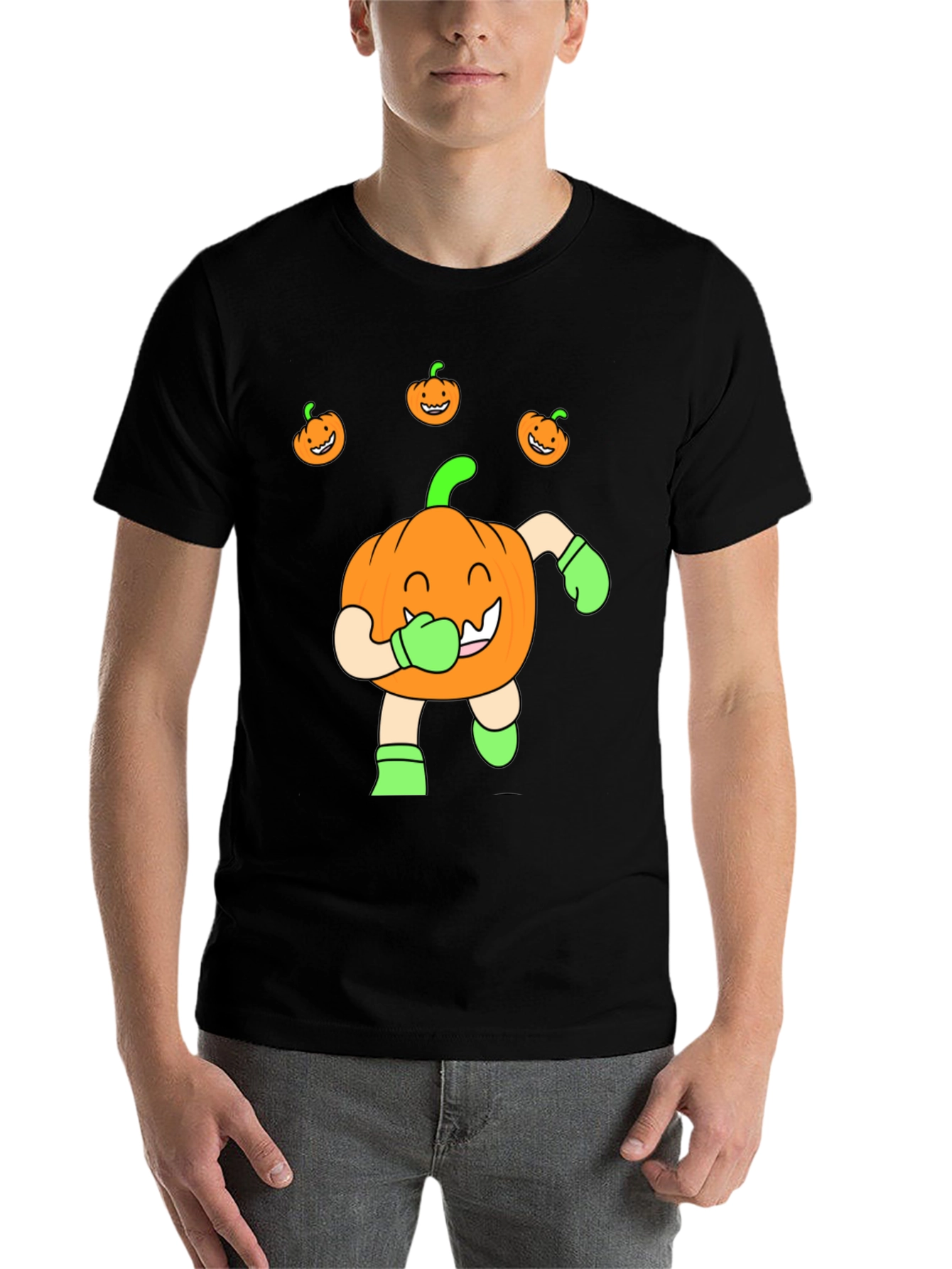Black Halloween Pumpkin T-Shirt view 7
