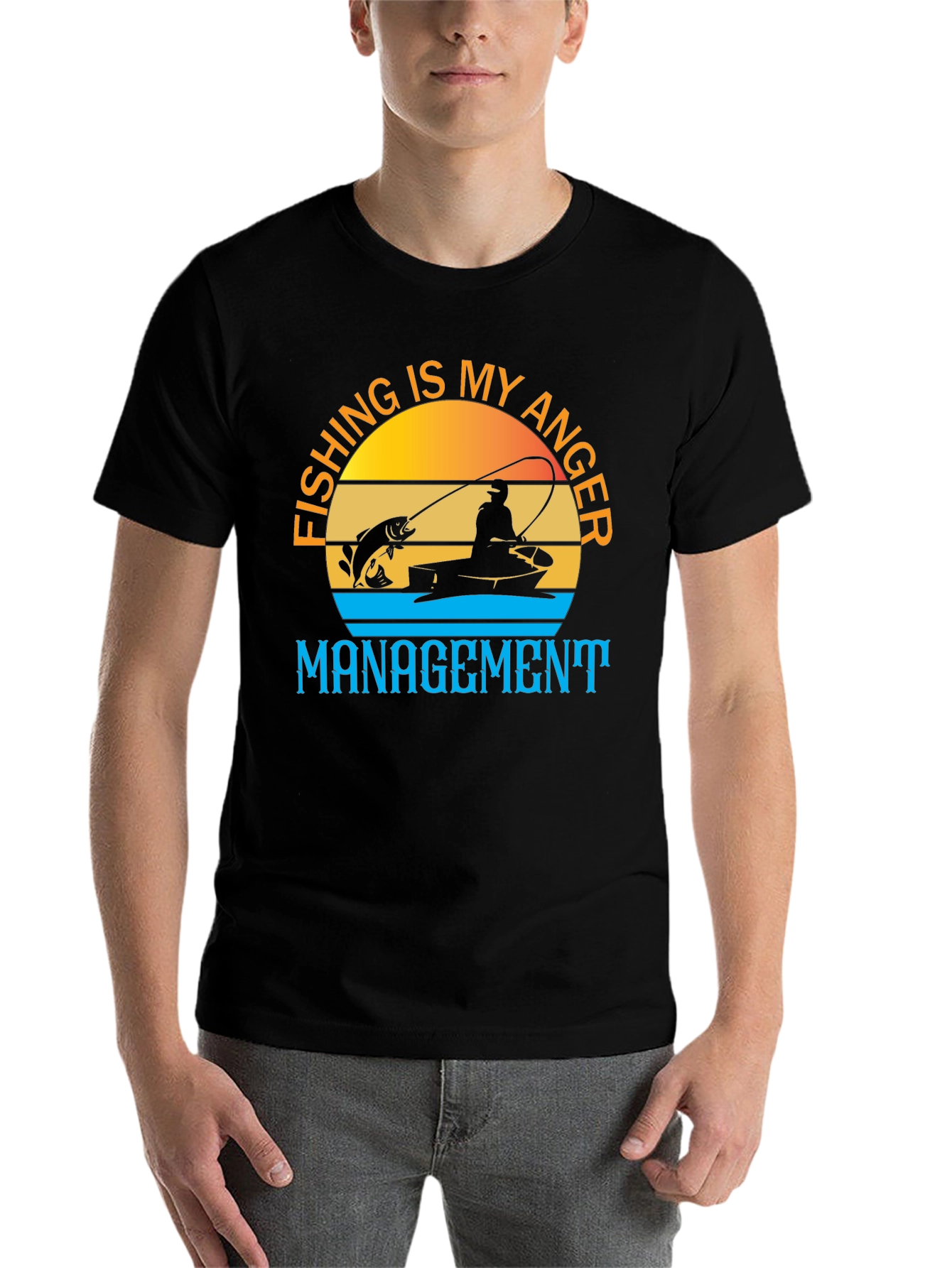 Black Fishing is My Anger Management T-Shirt view 7