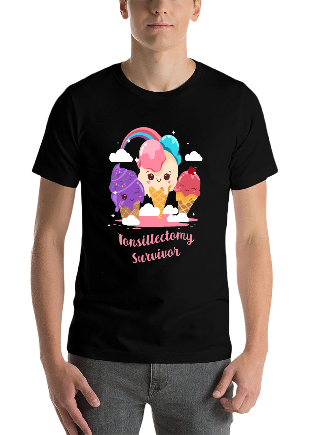 Black Tonsillectomy Survivor Ice Cream T-Shirt view 7