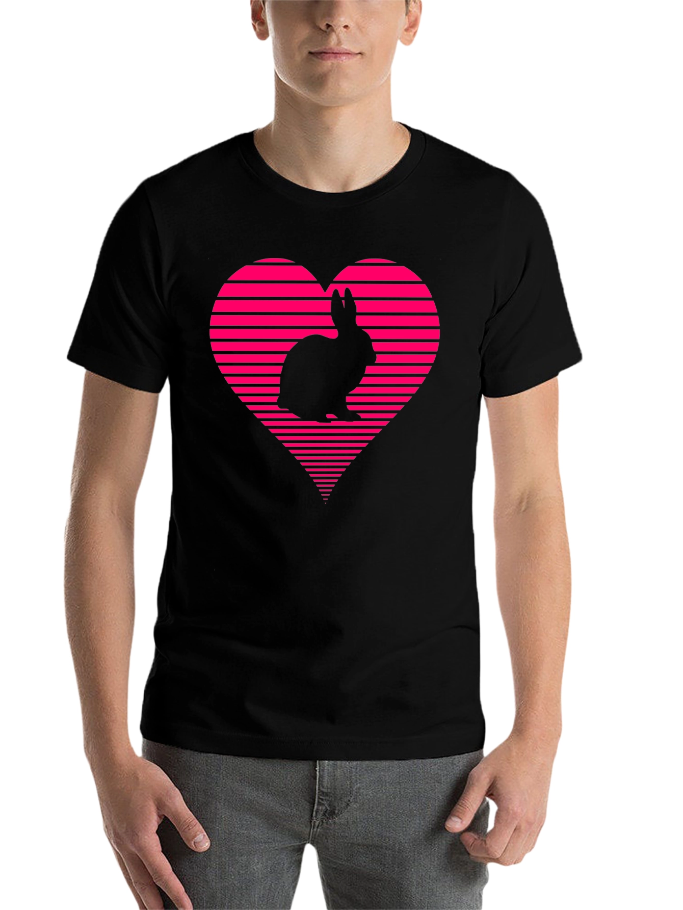 Black Rabbit Heart Graphic Tee - Black view 7