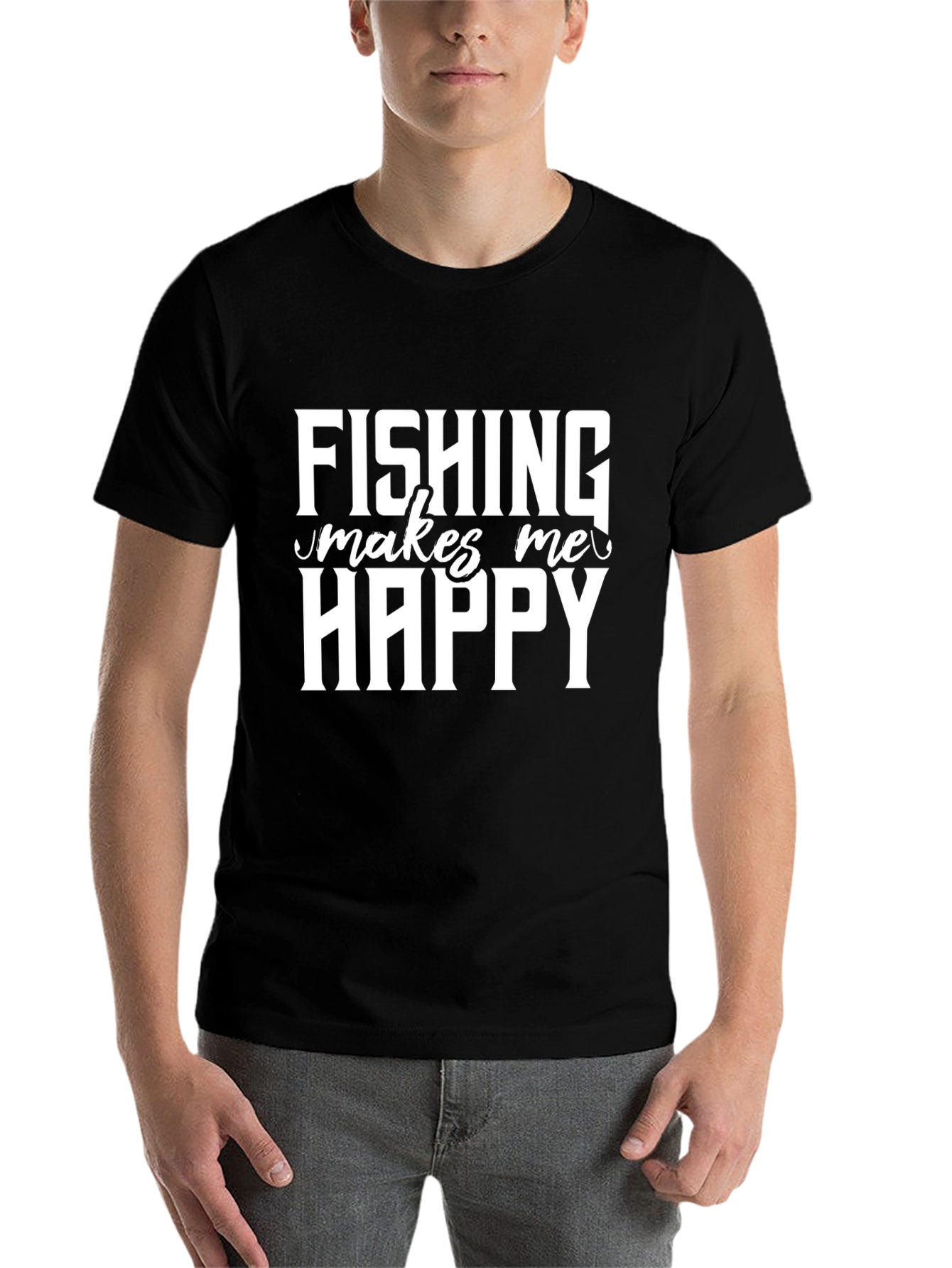 Black Fishing Makes Me Happy T-Shirt view 7