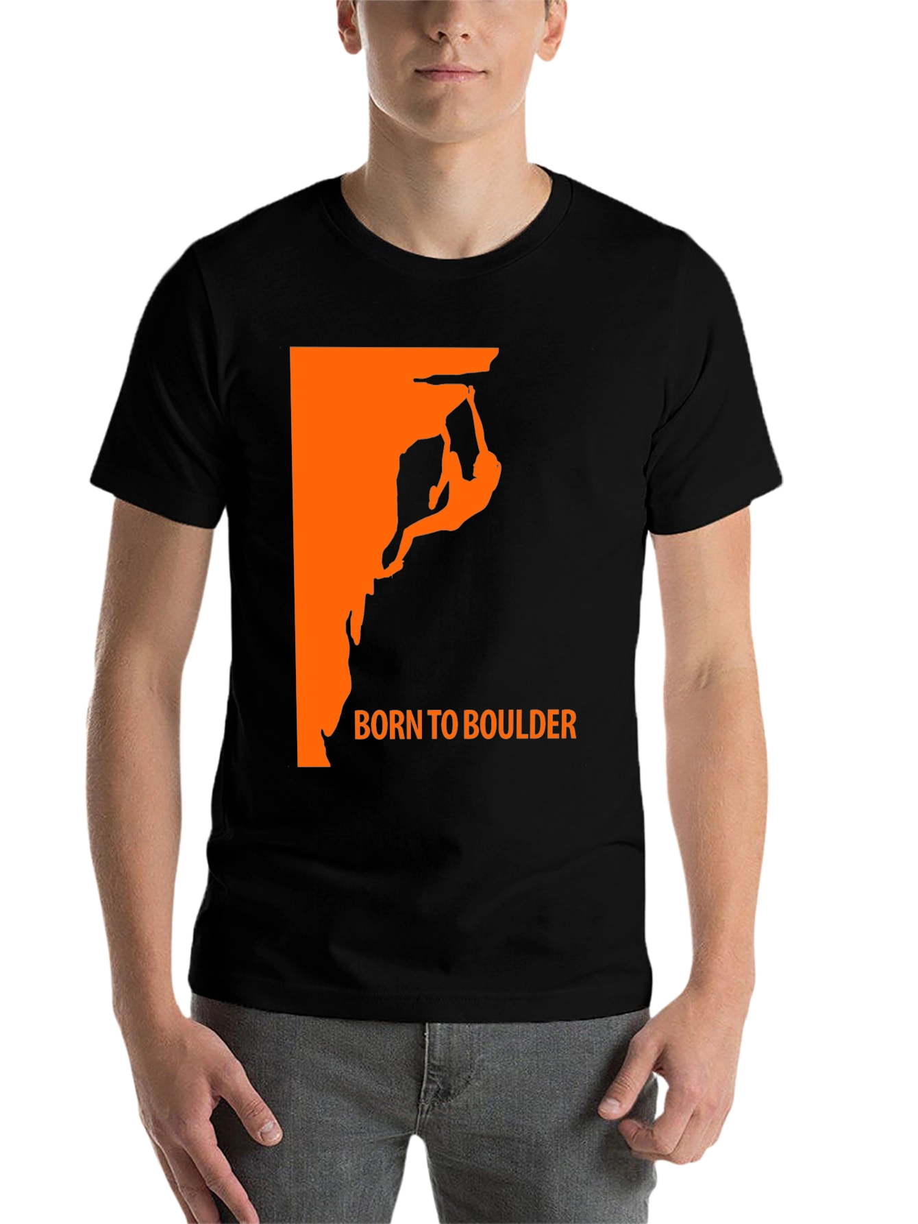 Black Born to Boulder Black Graphic Tee for Rock Climbing Enthusiasts view 7