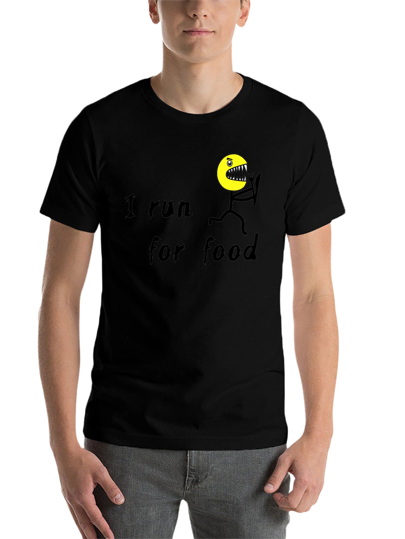 Black I Run For Food Black T-Shirt view 7