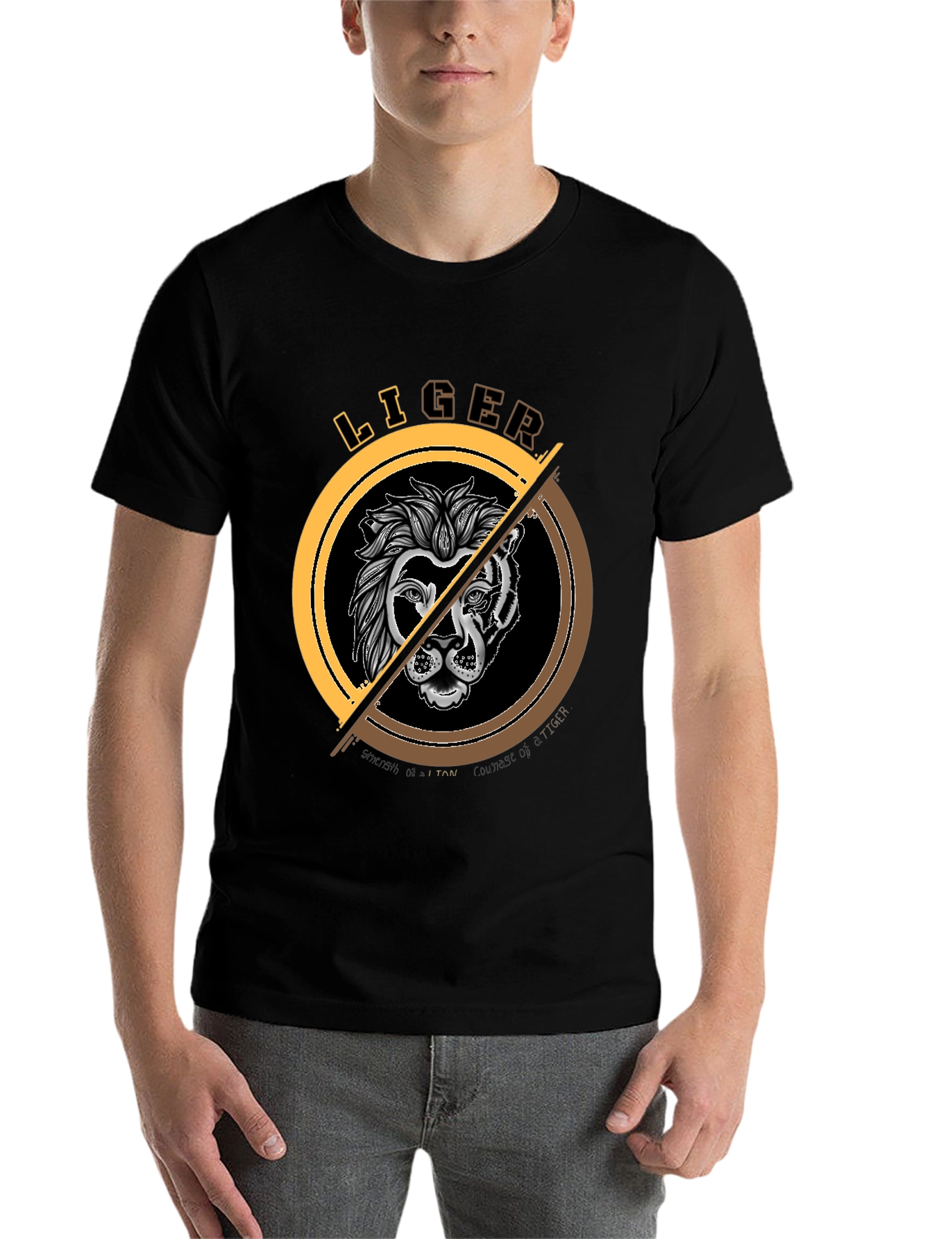 Black Liger Graphic Tee - Strength and Courage Shirt view 7