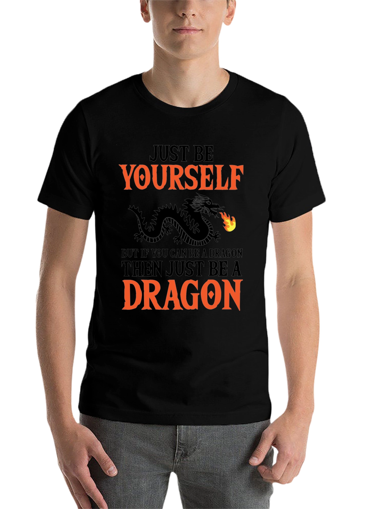 Black Just Be Yourself Dragon Graphic Tee view 7