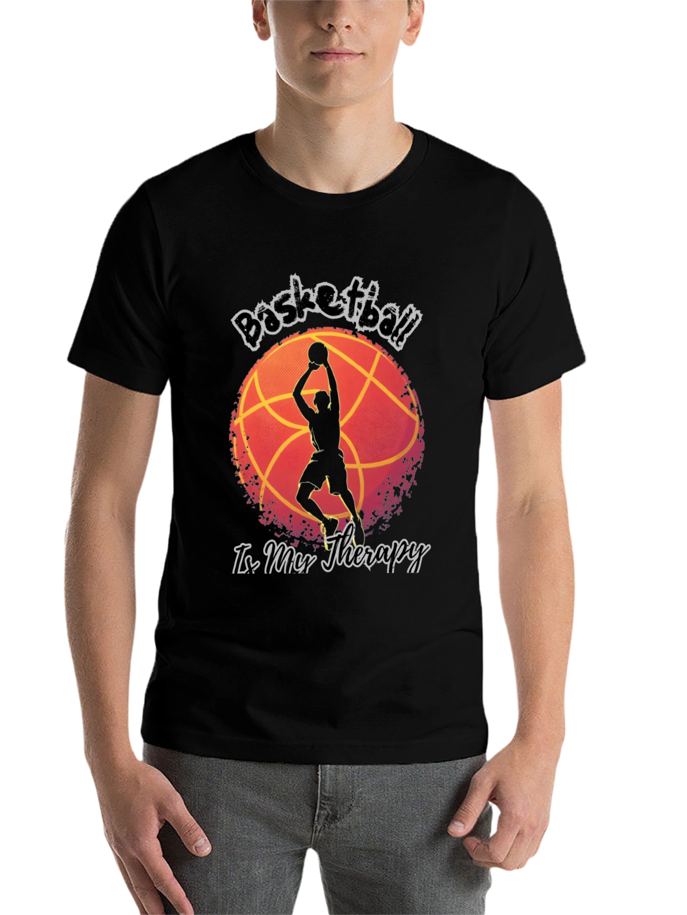 Black Basketball Is My Therapy T-Shirt view 7