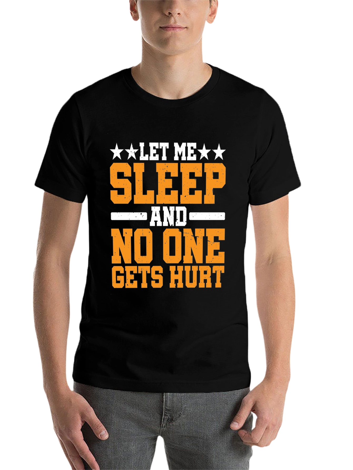Black Let Me Sleep T-Shirt Funny Graphic Tee view 7