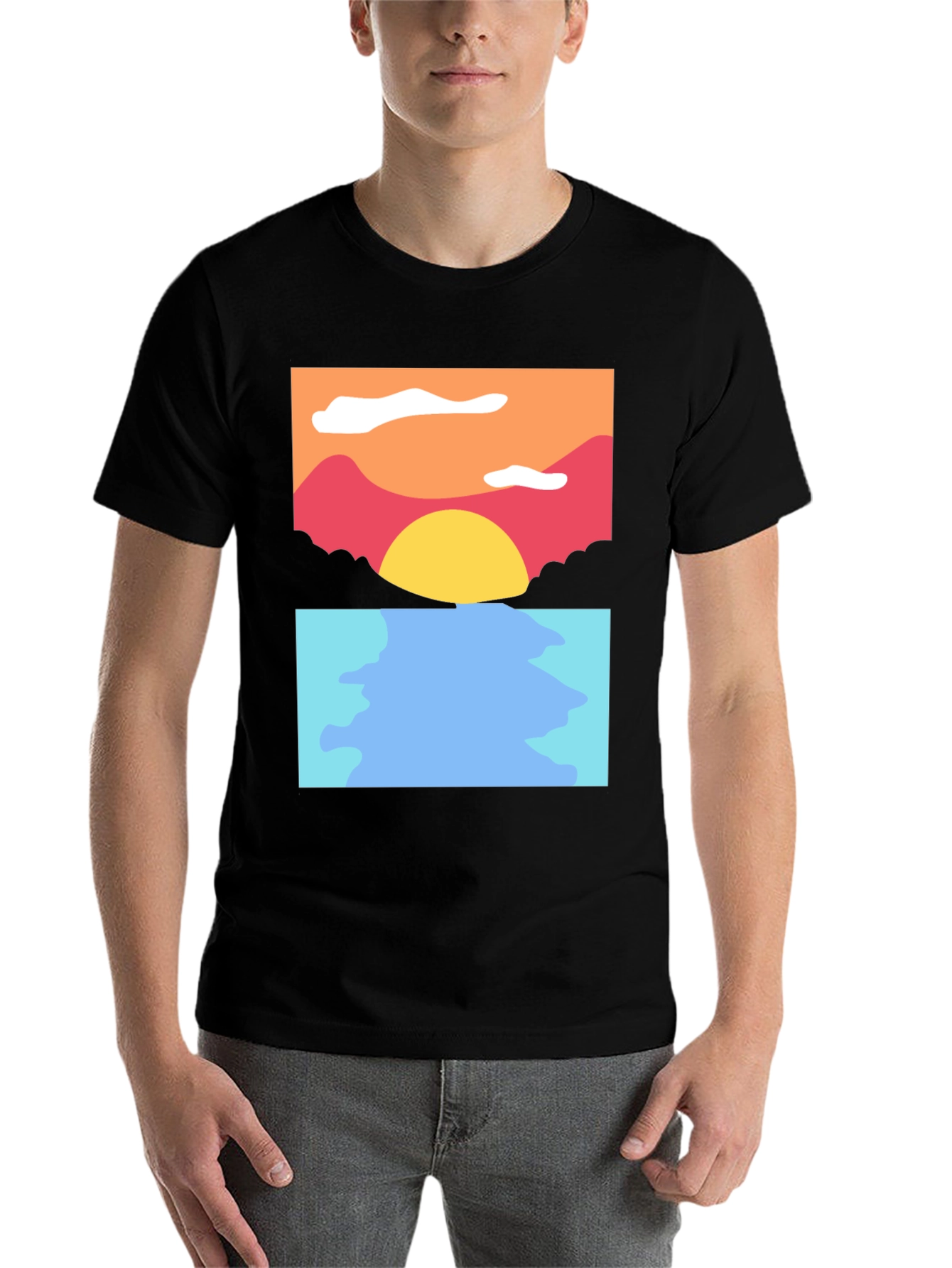 Black Sunset Seascape Graphic Tee - Soft Cotton Blend view 7