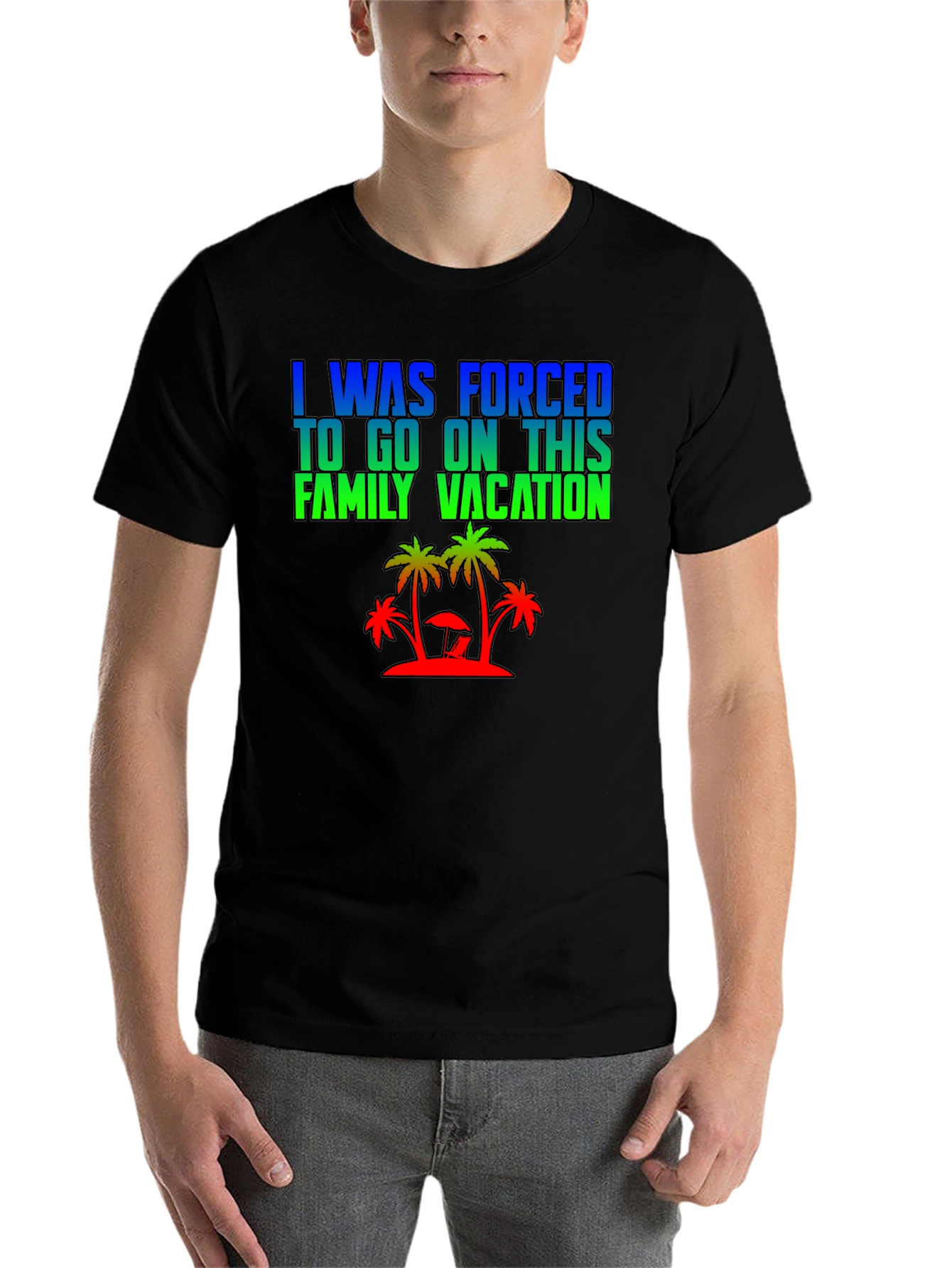 Black Forced Family Vacation Graphic Tee view 7