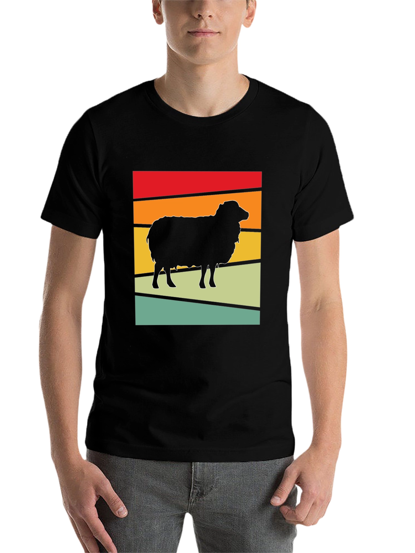 Black Retro Sheep Graphic T-Shirt - Vintage Style Black Tee view 7