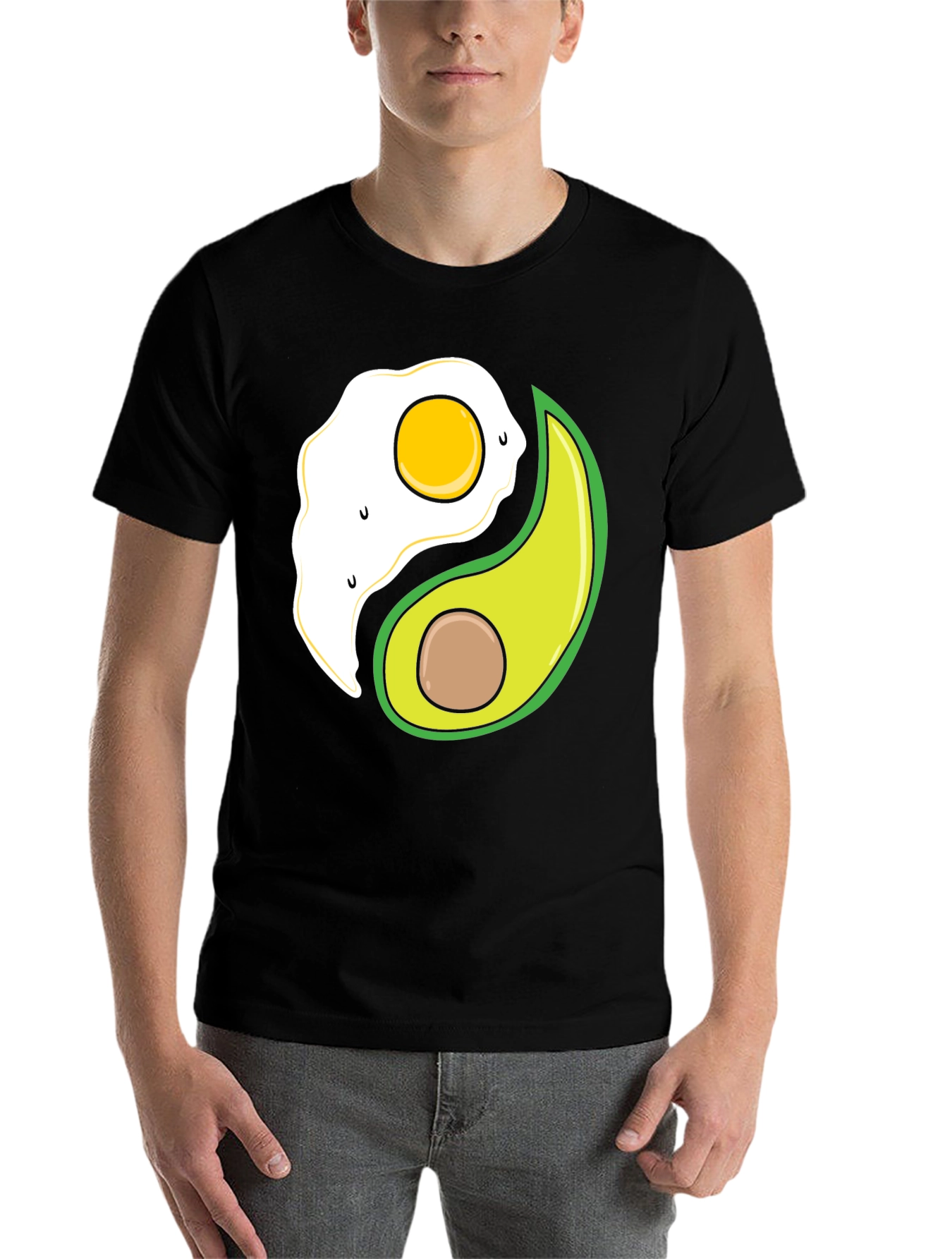 Black Egg & Avocado Yin Yang Black Graphic Tee view 7