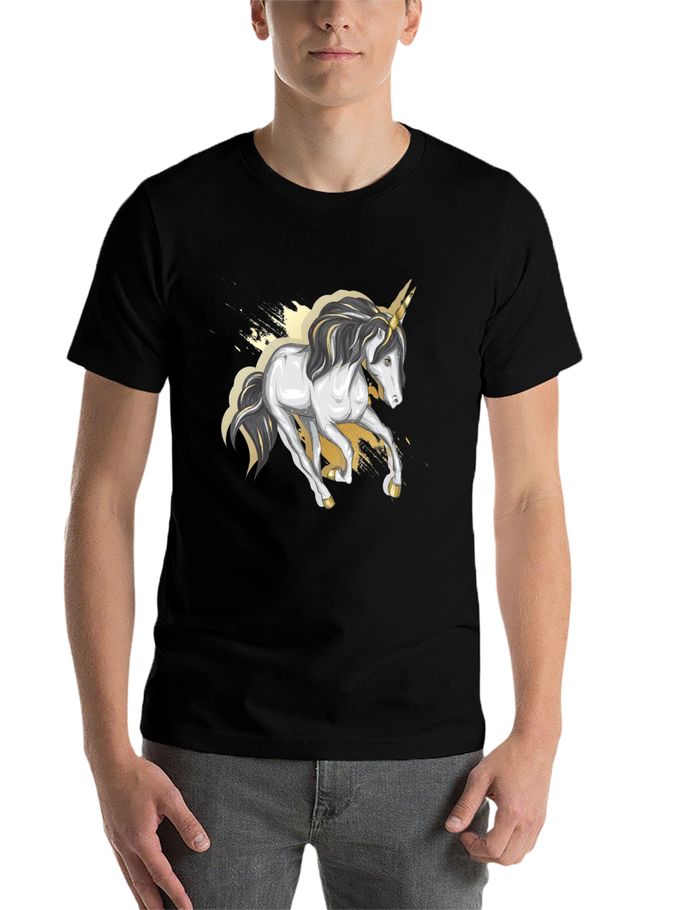 Black Unicorn Graphic Tee - Black Cotton Blend view 7