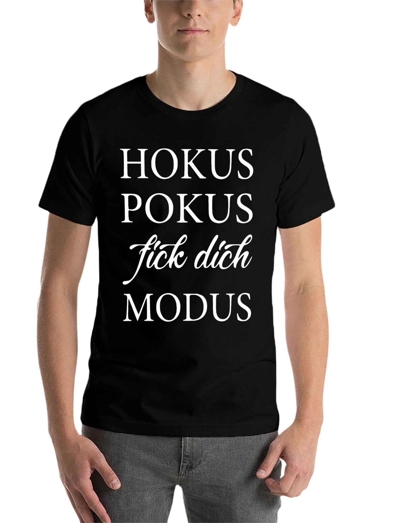 Black Hokus Pokus Graphic T-Shirt - Funny German Slogan Tee view 7