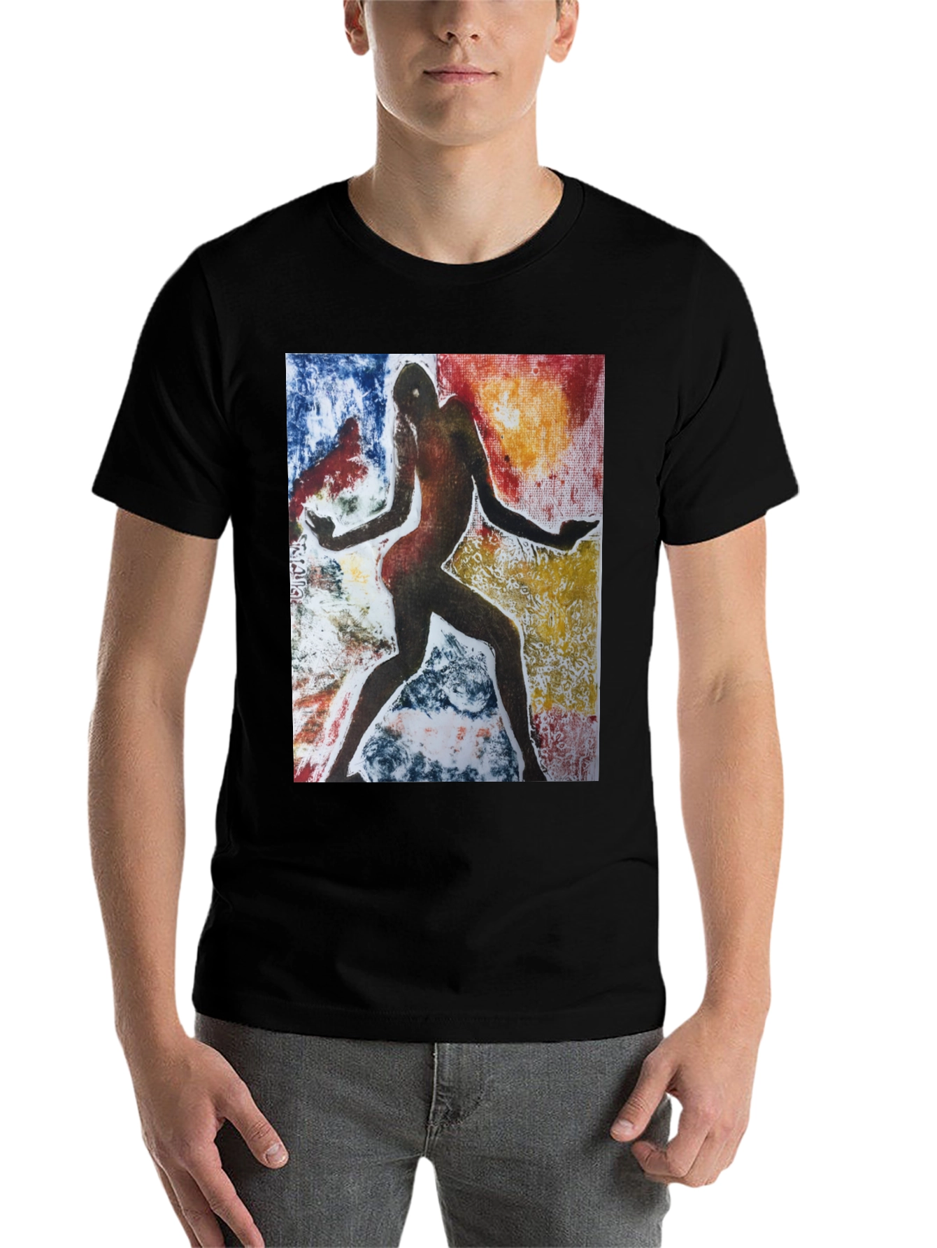 Black Abstract Figure Graphic Black Tee view 7