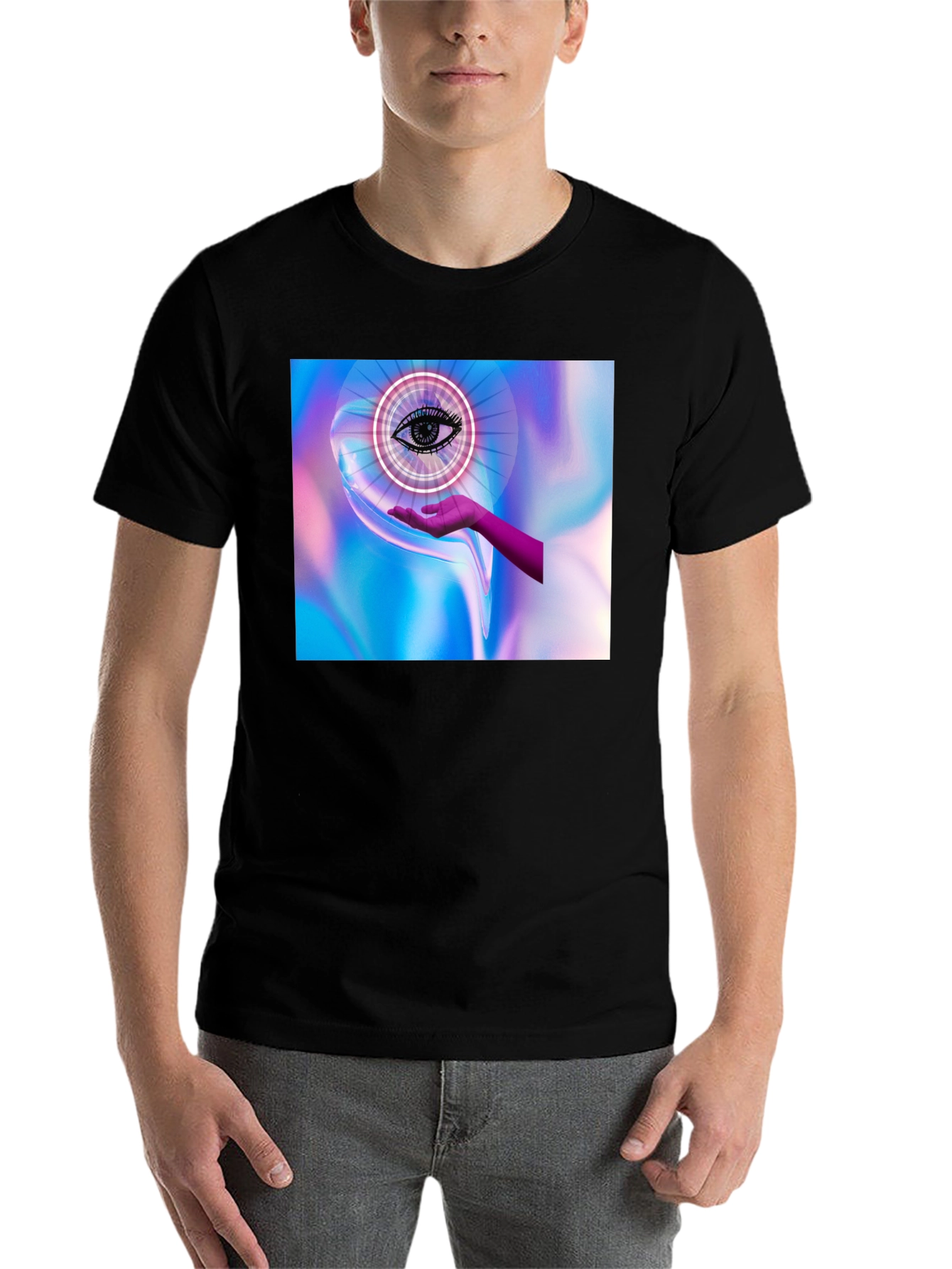 Black Eye in Hand Graphic Tee - Mystical Design view 7