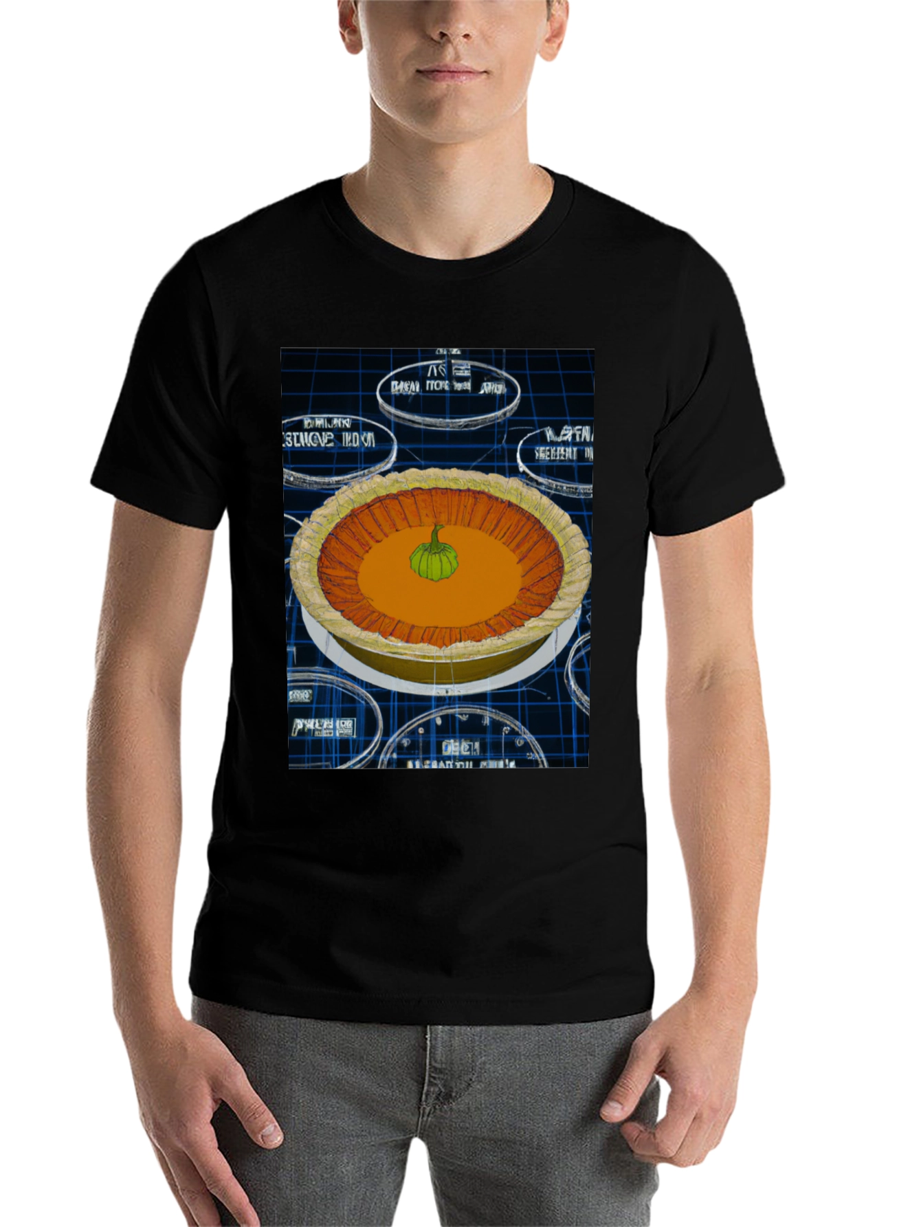 Black Pumpkin Pie Graphic Tee - Unique Design view 7