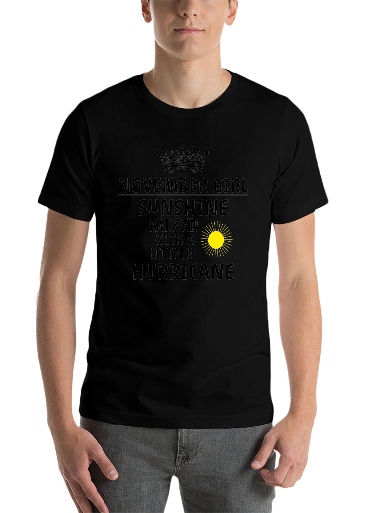 November Girl Sunshine Hurricane Black Tee - 7