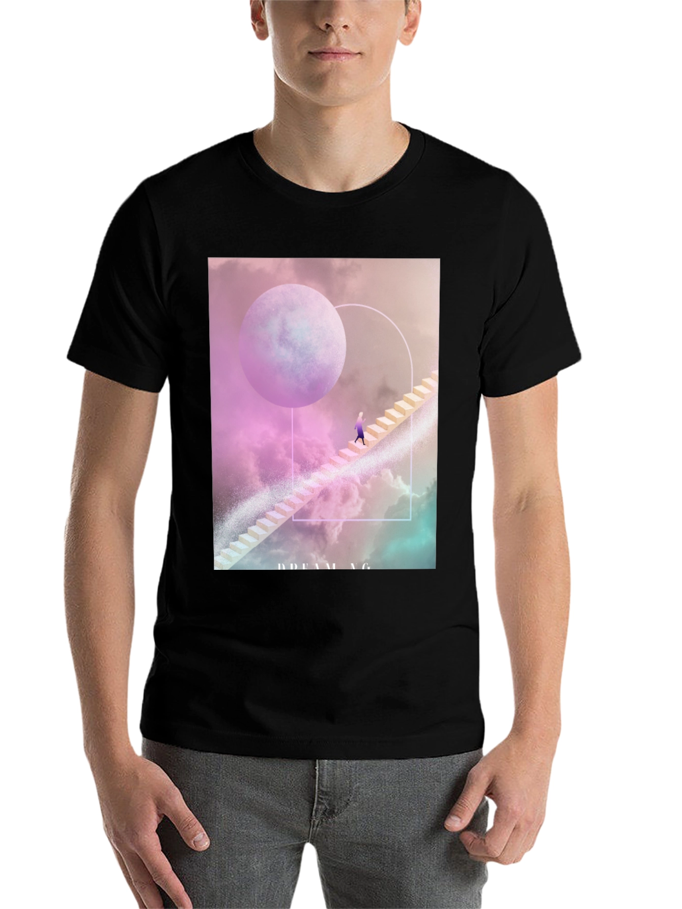 Black Dreaming T-Shirt: Celestial Stairway Design view 7