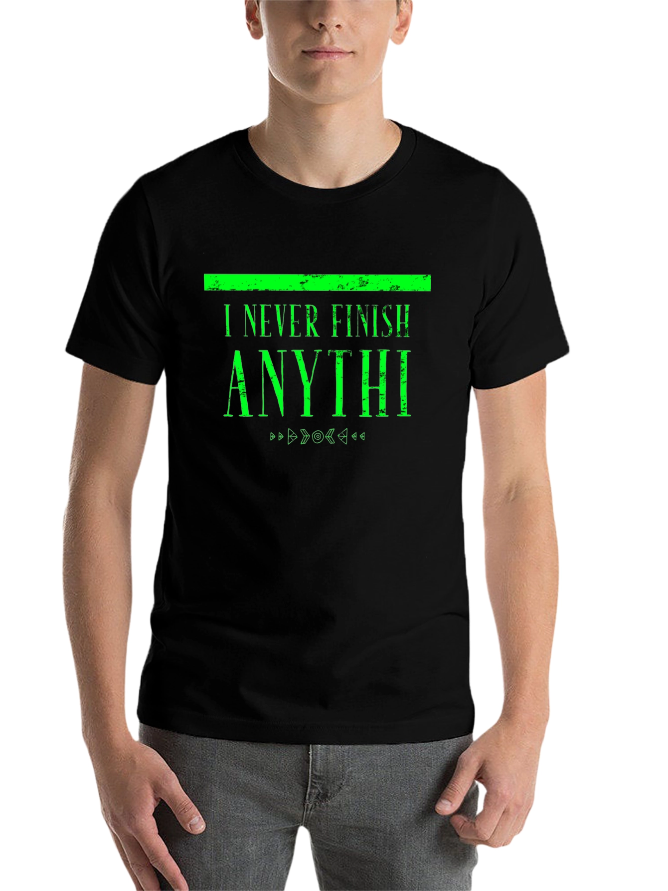 Black I Never Finish Anythi Funny T-Shirt view 7