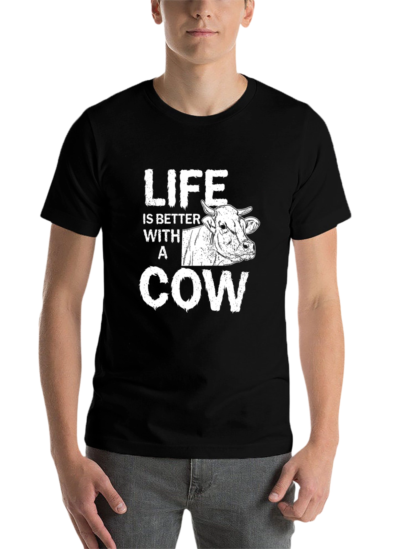 Black Life is Better with a Cow Graphic Tee - Black view 7