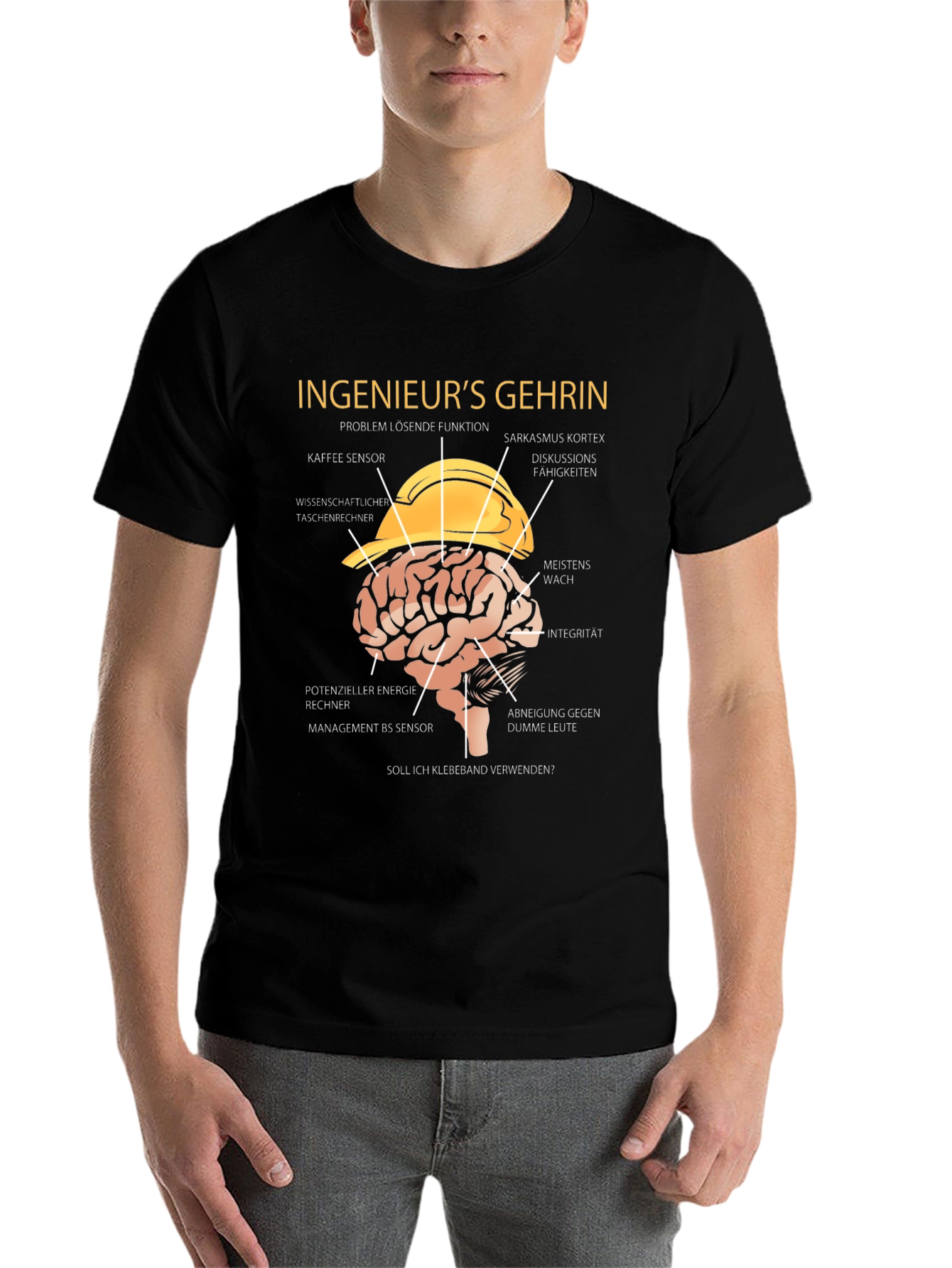 Black Engineer's Brain T-Shirt - Funny Sarcasm Tee view 7