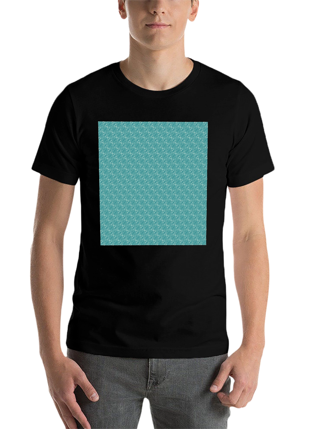 Black Patterned Teal T-Shirt view 7