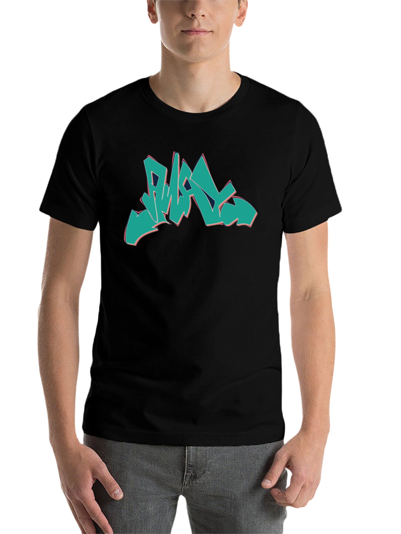 Black Graffiti Style Graphic Print Black T-Shirt view 7
