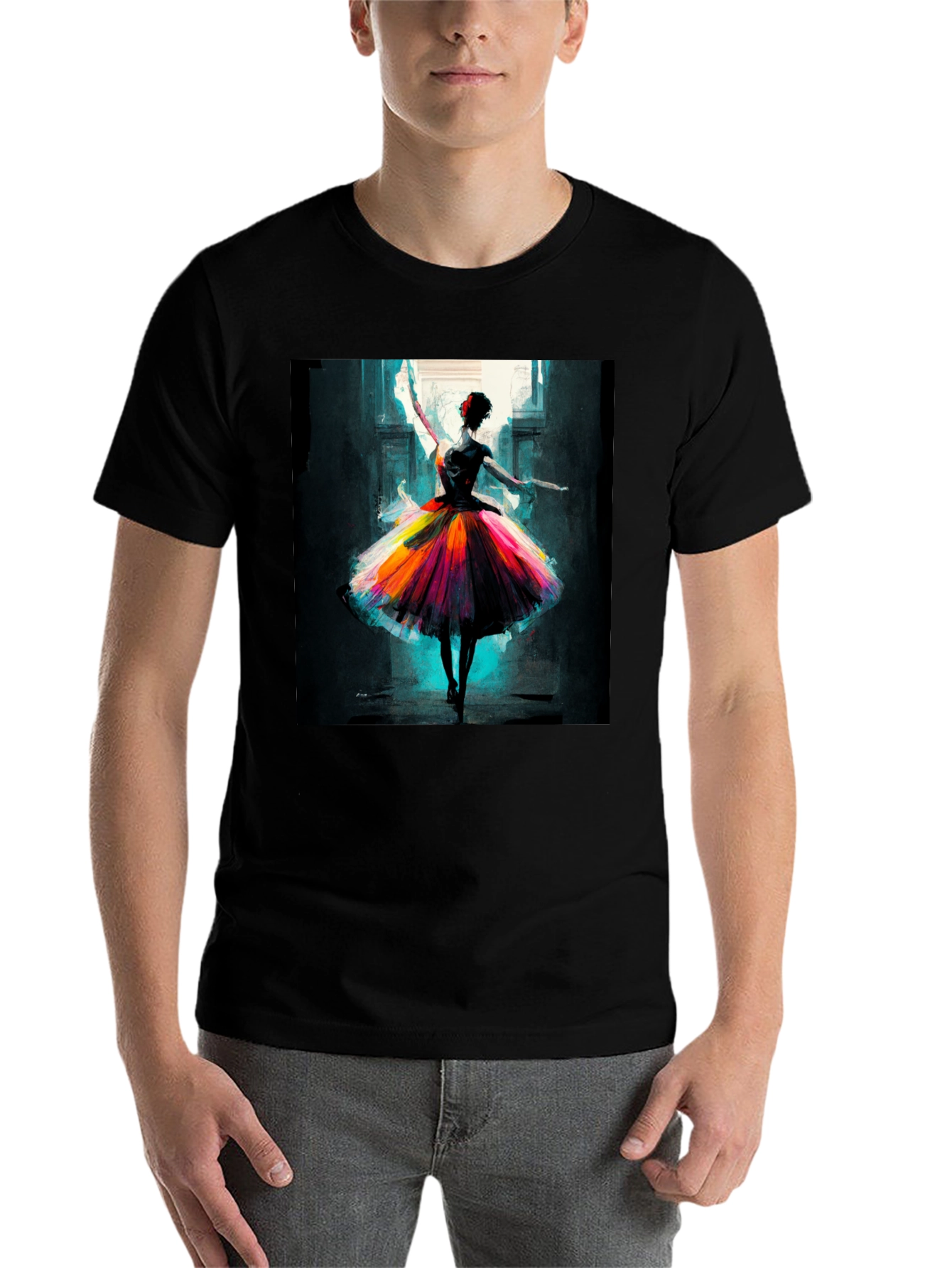 Black Ballerina Art Black T-Shirt view 7