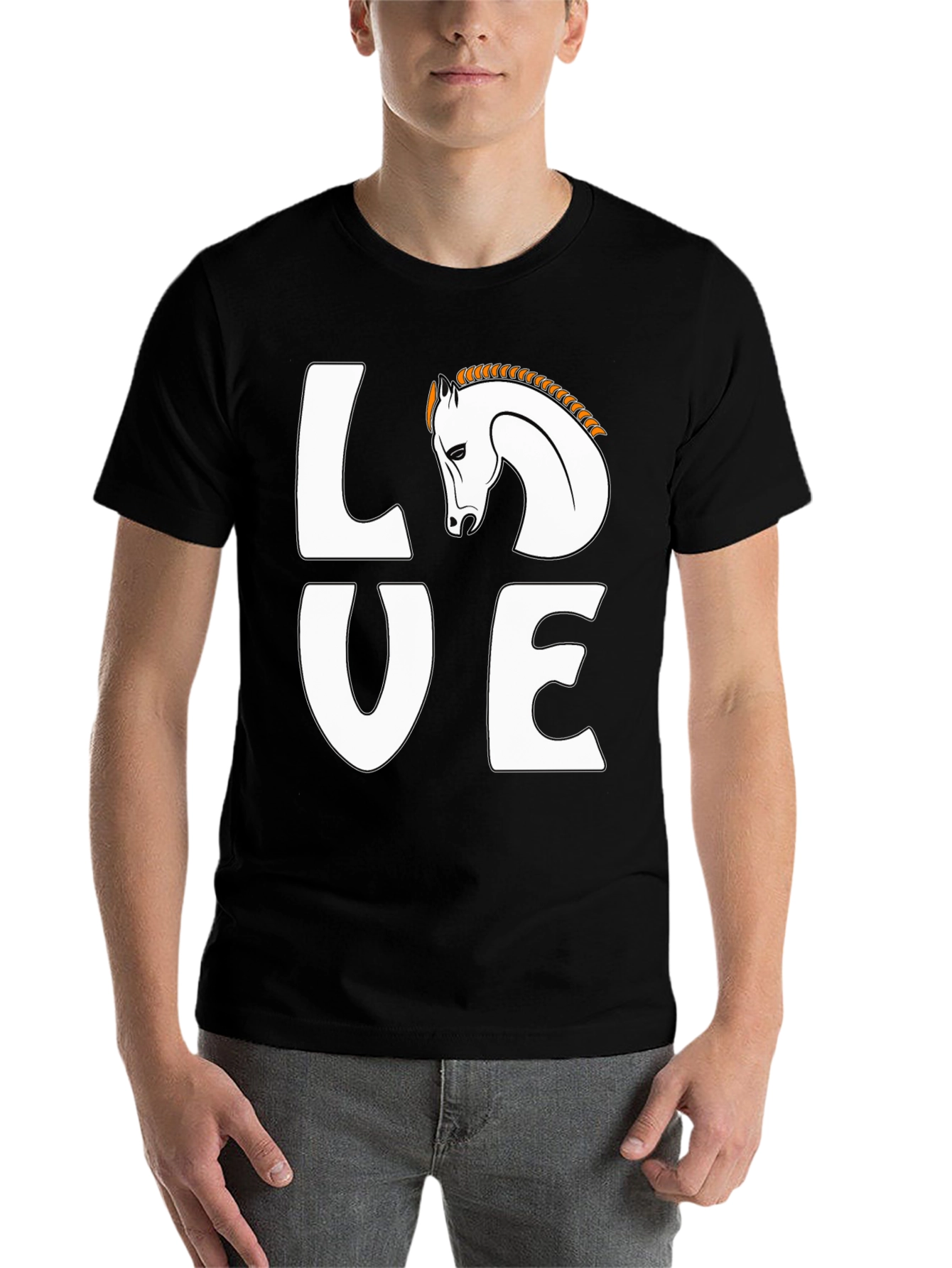 Black Love Horses Black T-Shirt view 7