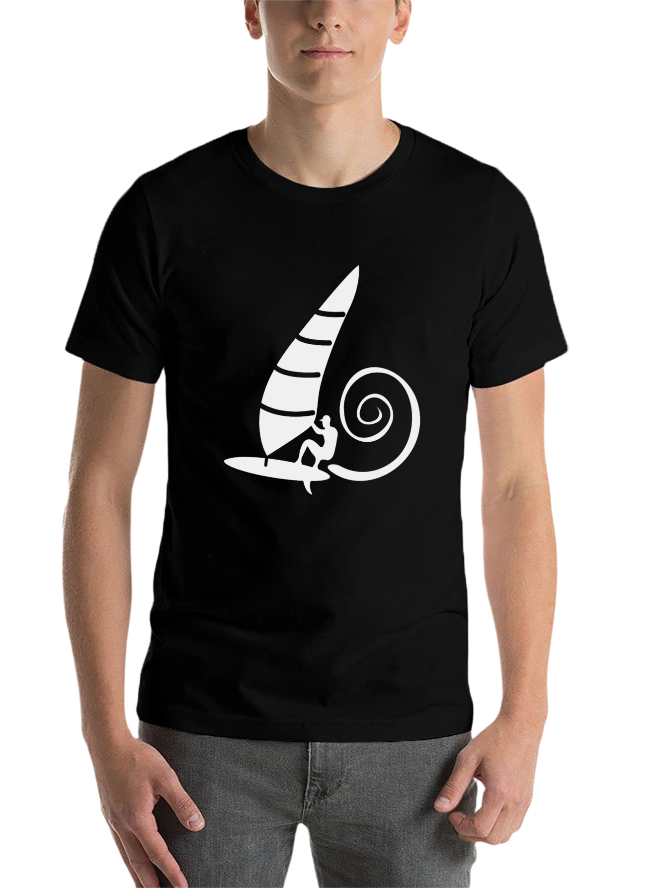 Black Surfing Graphic Tee - Men's Black T-Shirt view 7