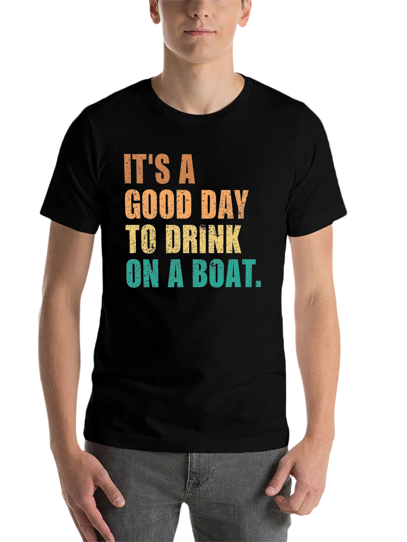 Black It's A Good Day To Drink On A Boat Graphic T-Shirt view 7
