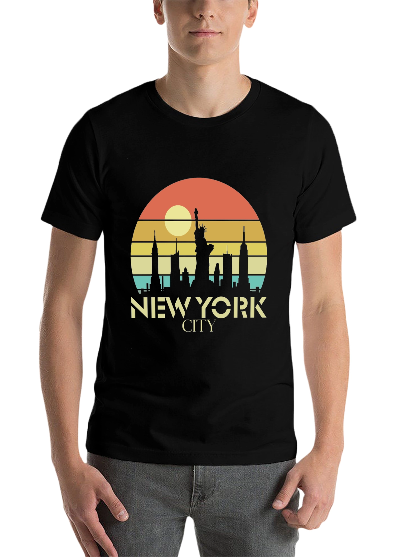 Black New York City Retro Style T-Shirt view 7