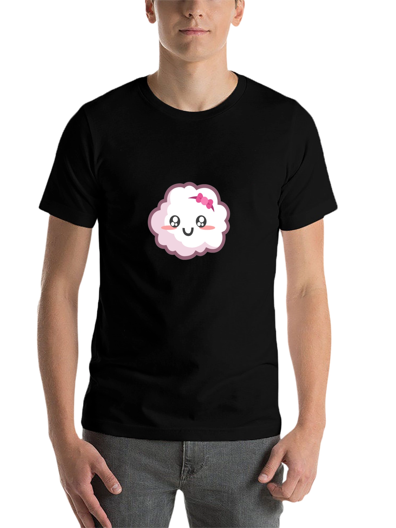 Black Cute Cloud Cartoon Graphic T-Shirt view 7