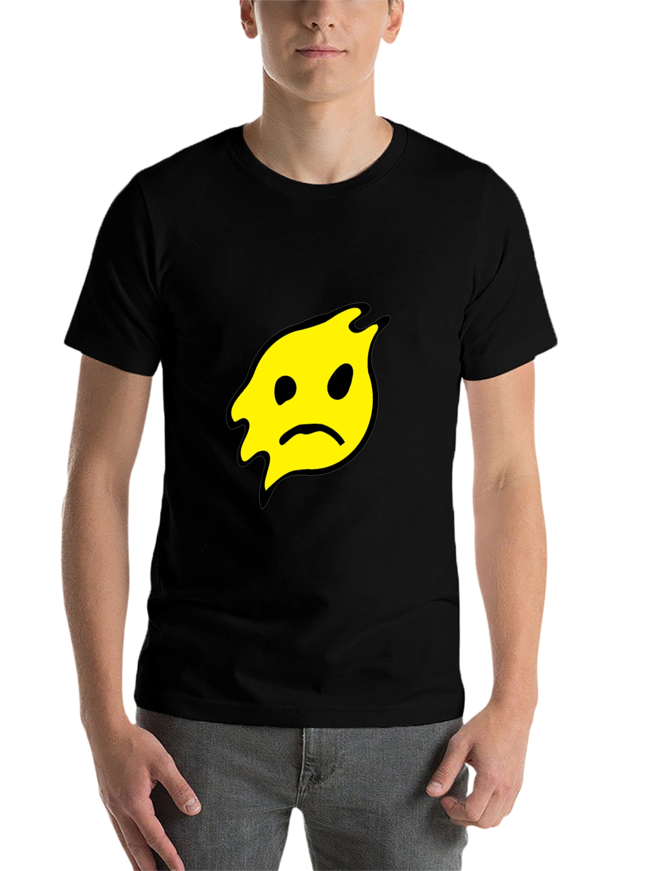 Black Sad Blob Graphic Tee - Black Unisex T-Shirt view 7