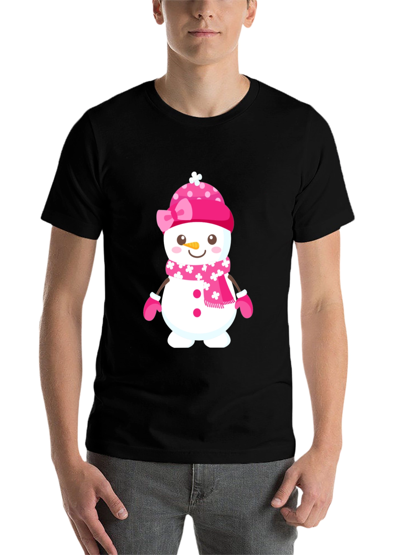 Black Festive Snowman Graphic T-Shirt view 7