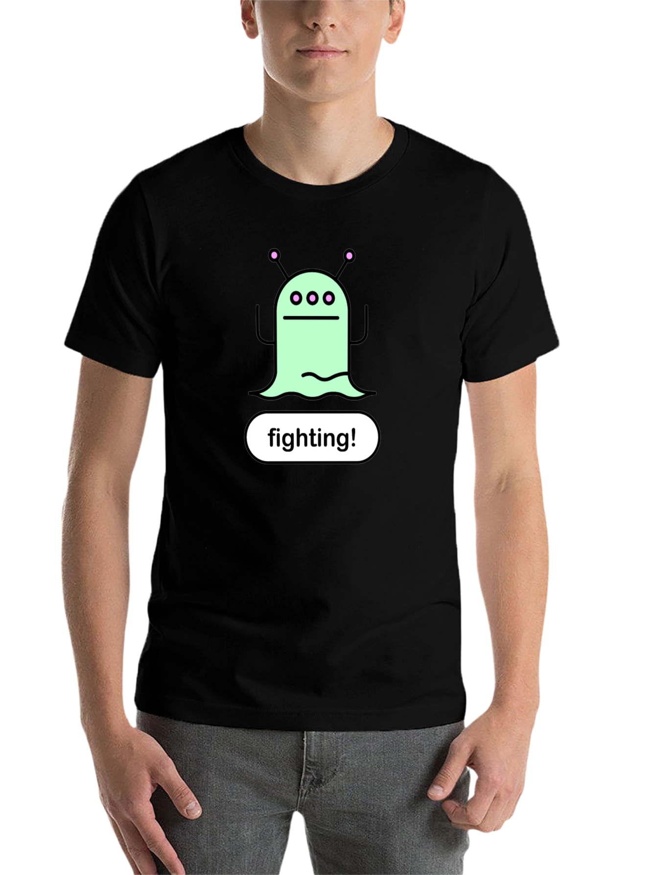 Black Fighting Alien Graphic Tee - Black view 7