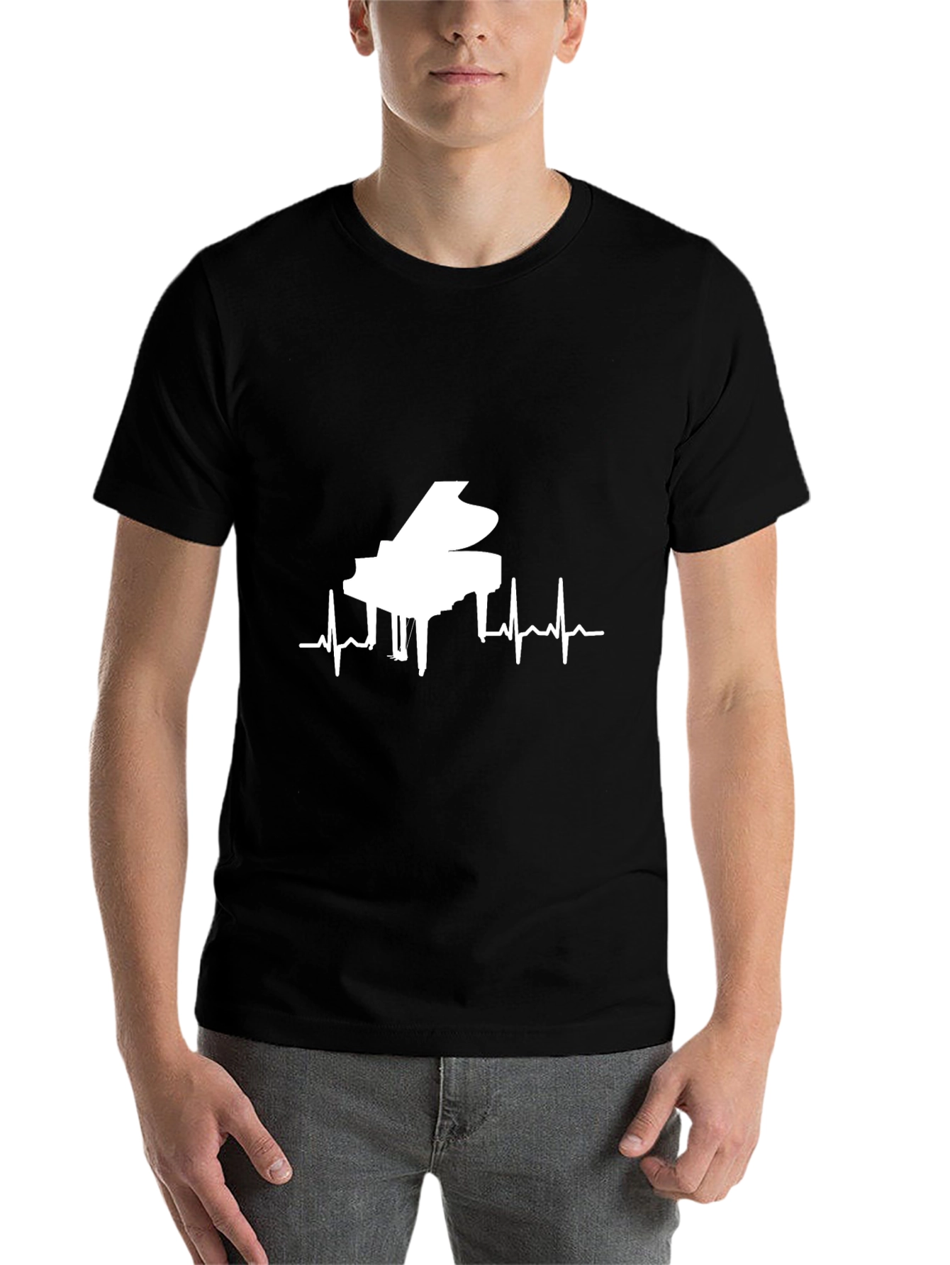 Black Piano Heartbeat T-Shirt view 7