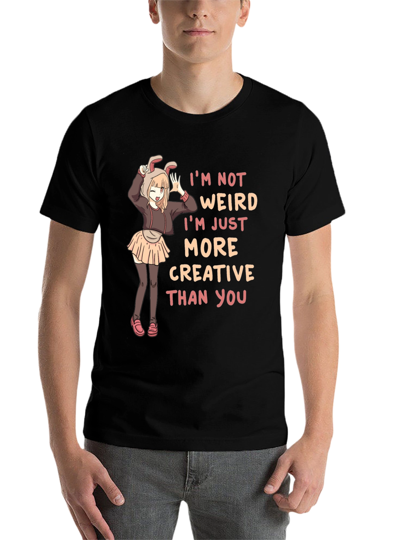 Black I'm Not Weird Creative Black T-Shirt view 7