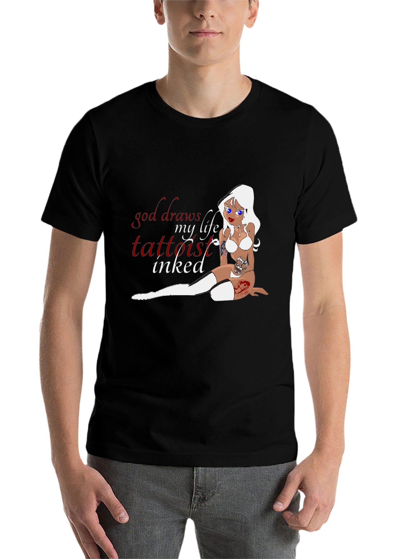 Black Tattooed Life T-Shirt - Inked Cartoon Girl view 7