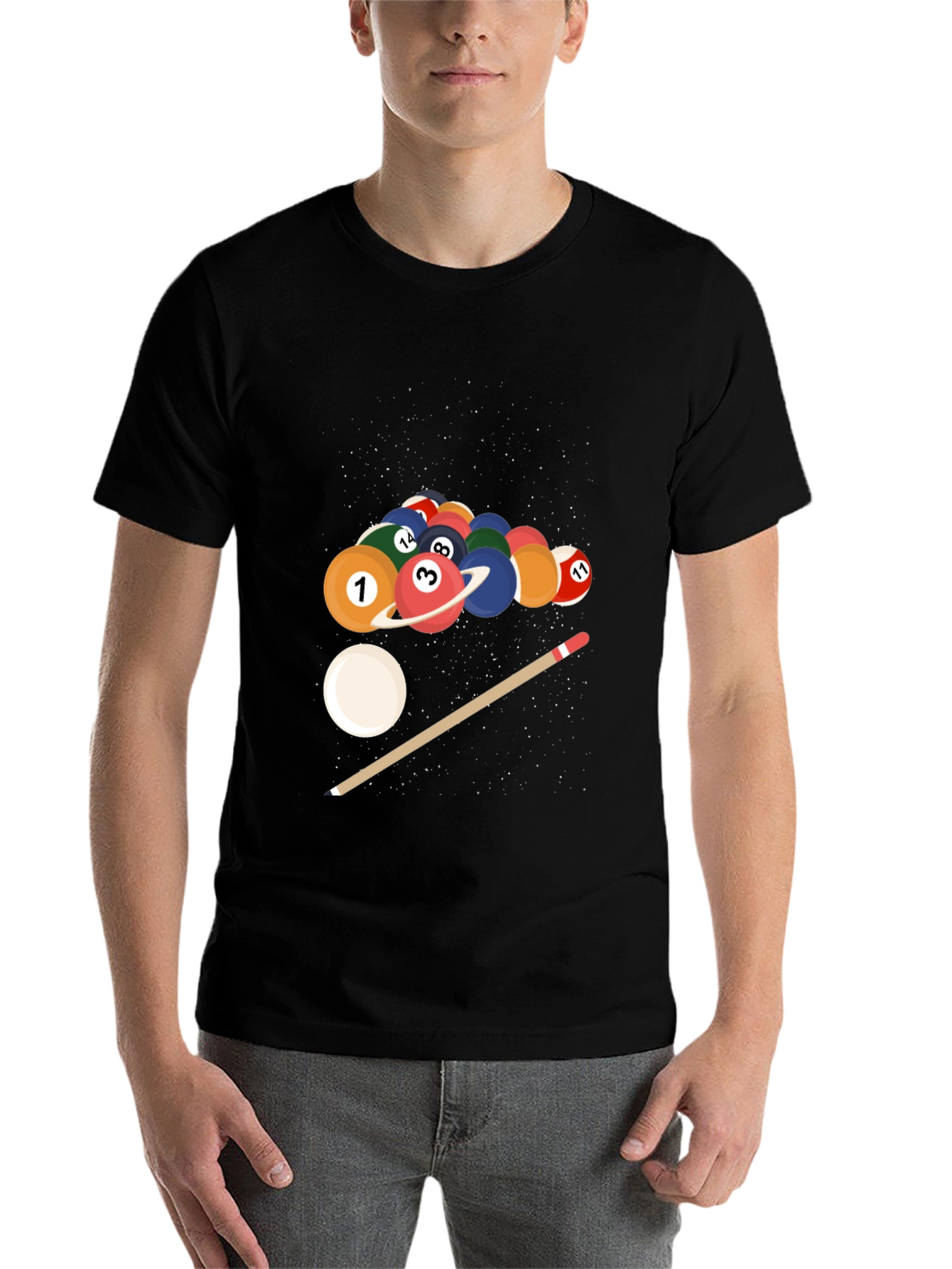 Black Cosmic Pool Ball Graphic Tee - Black view 7
