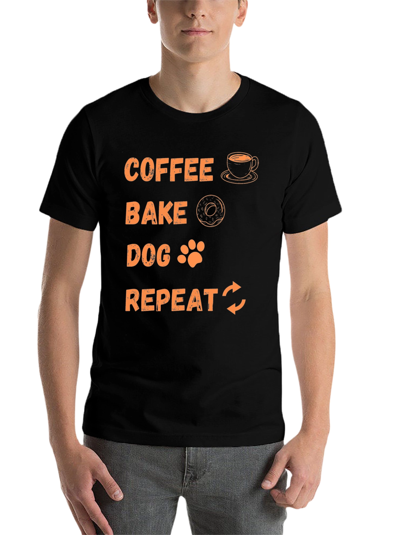 Black Coffee Bake Dog Repeat Graphic Tee view 7
