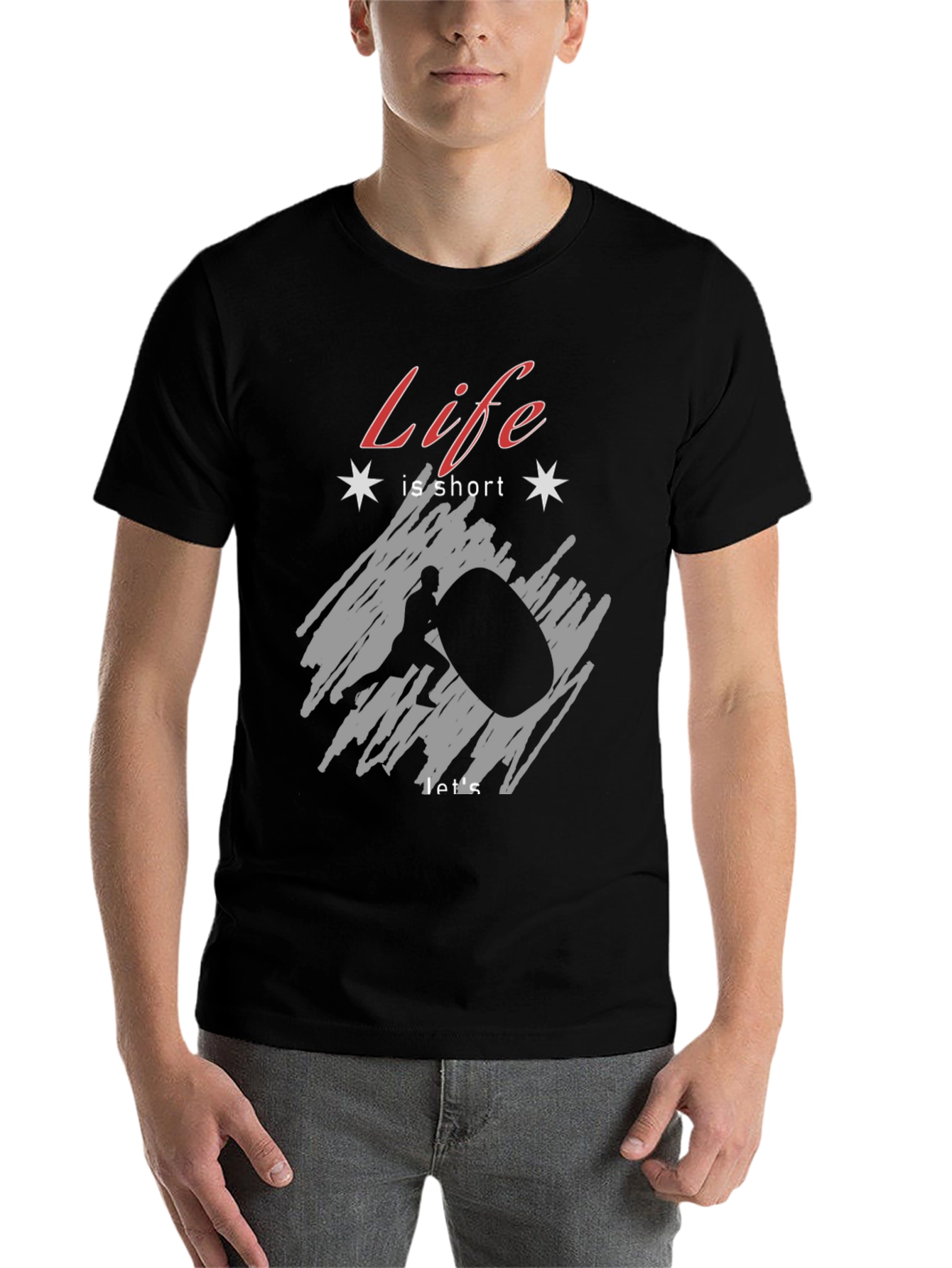 Black Life is Short Atlas Stone T-Shirt - Black view 7